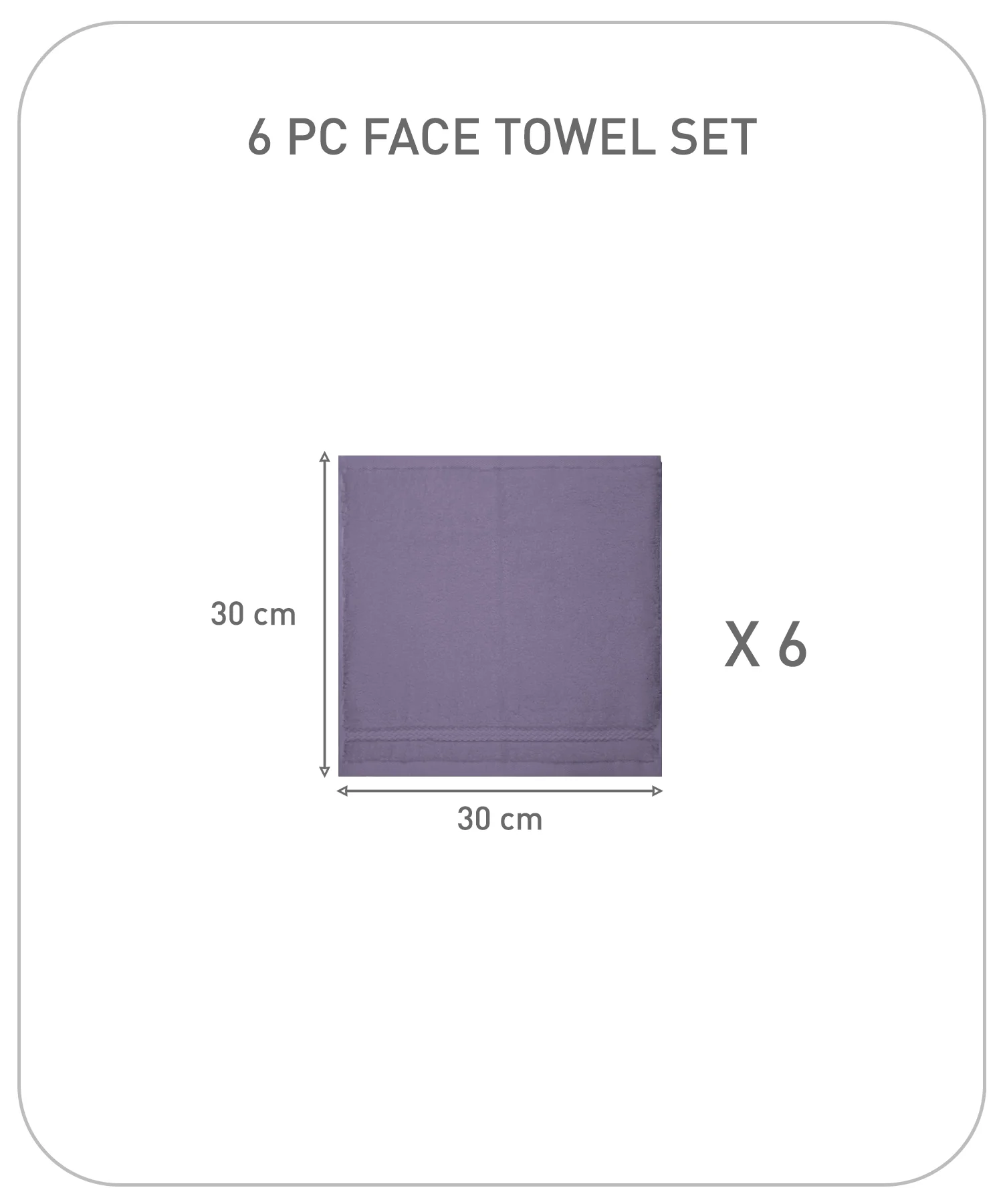 Luxury 6 Pc Face Towel Set, Purple|625 GSM Premium Cotton| Antimicrobial - Image 9