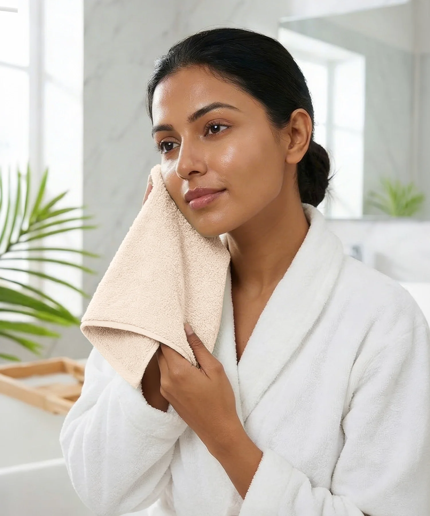 Organic Luxury 4Pc Face Towel, Beige|650 GSM Organic Cotton - Image 2