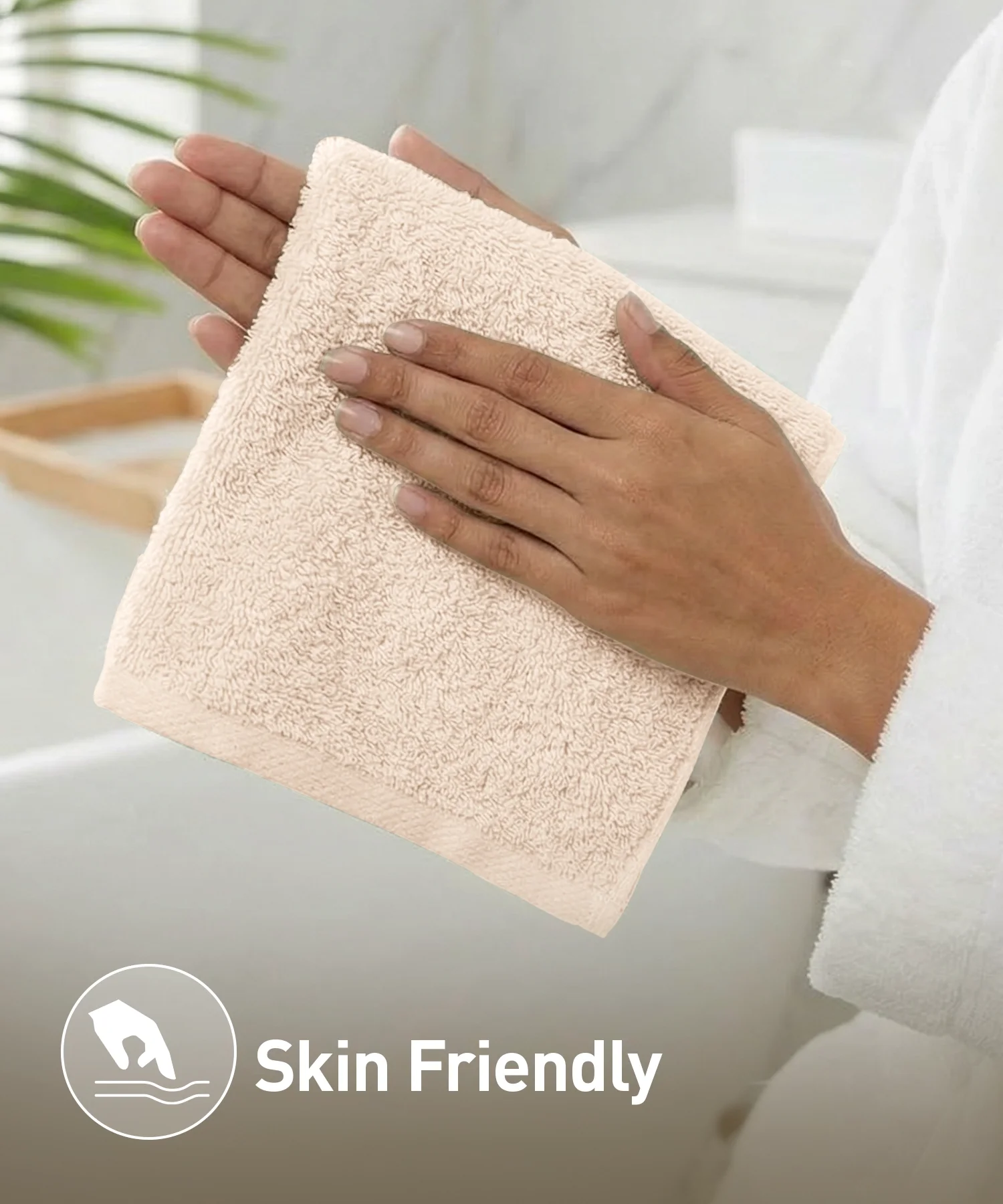 Organic Luxury 4Pc Face Towel, Beige|650 GSM Organic Cotton - Image 4