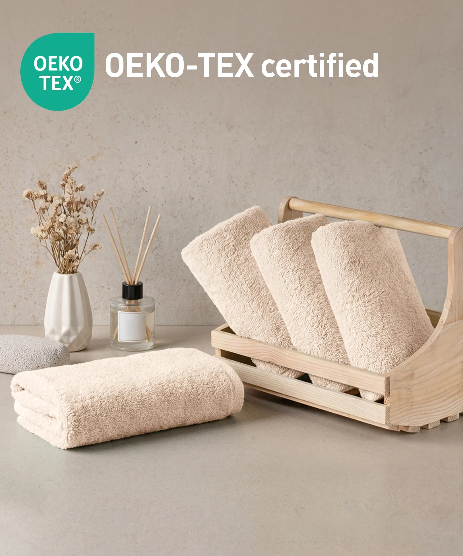 Organic Luxury 4Pc Face Towel, Beige|650 GSM Organic Cotton - Image 5