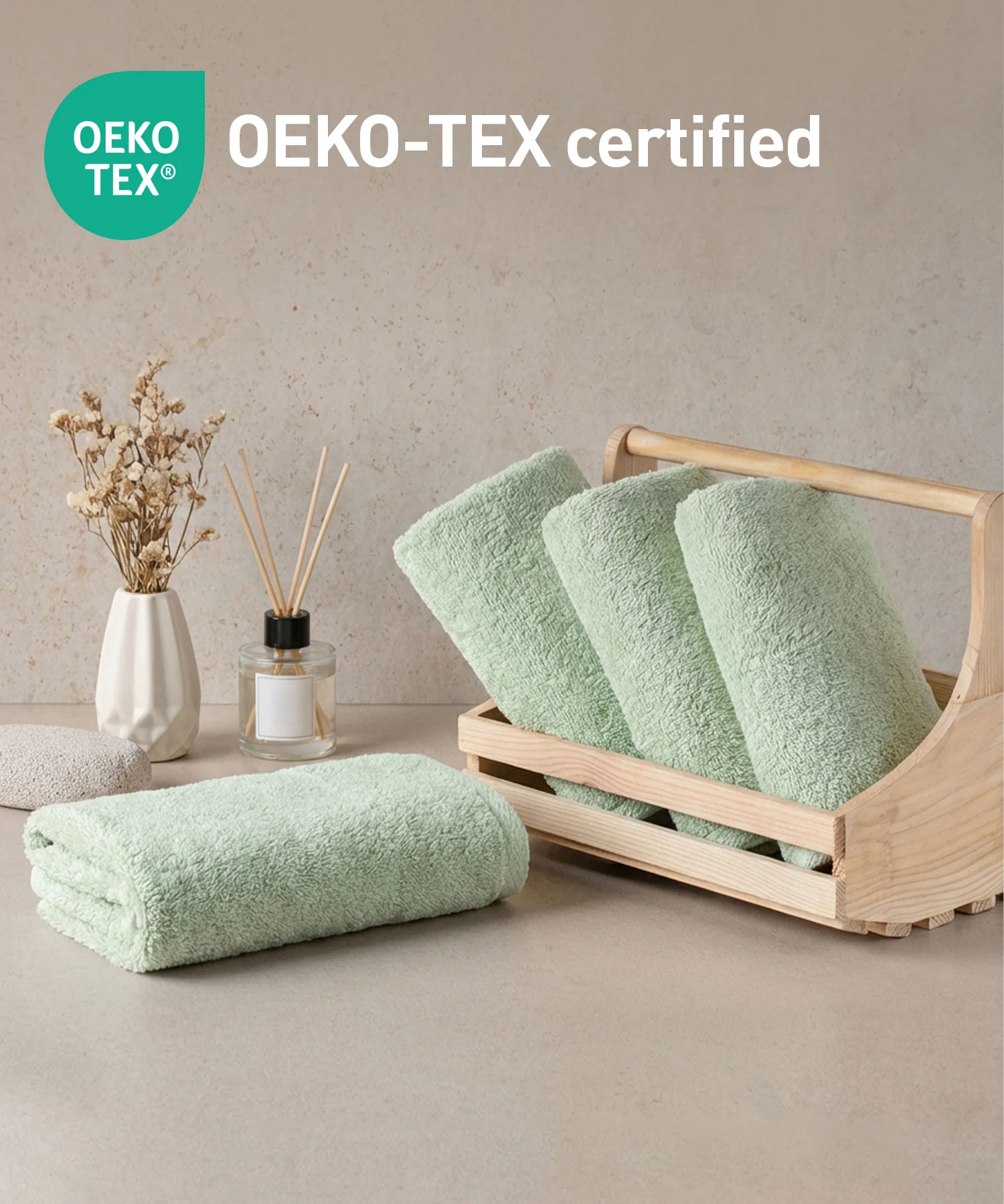Organic Luxury 4Pc Face Towel, Green|650 GSM Organic Cotton - Image 5
