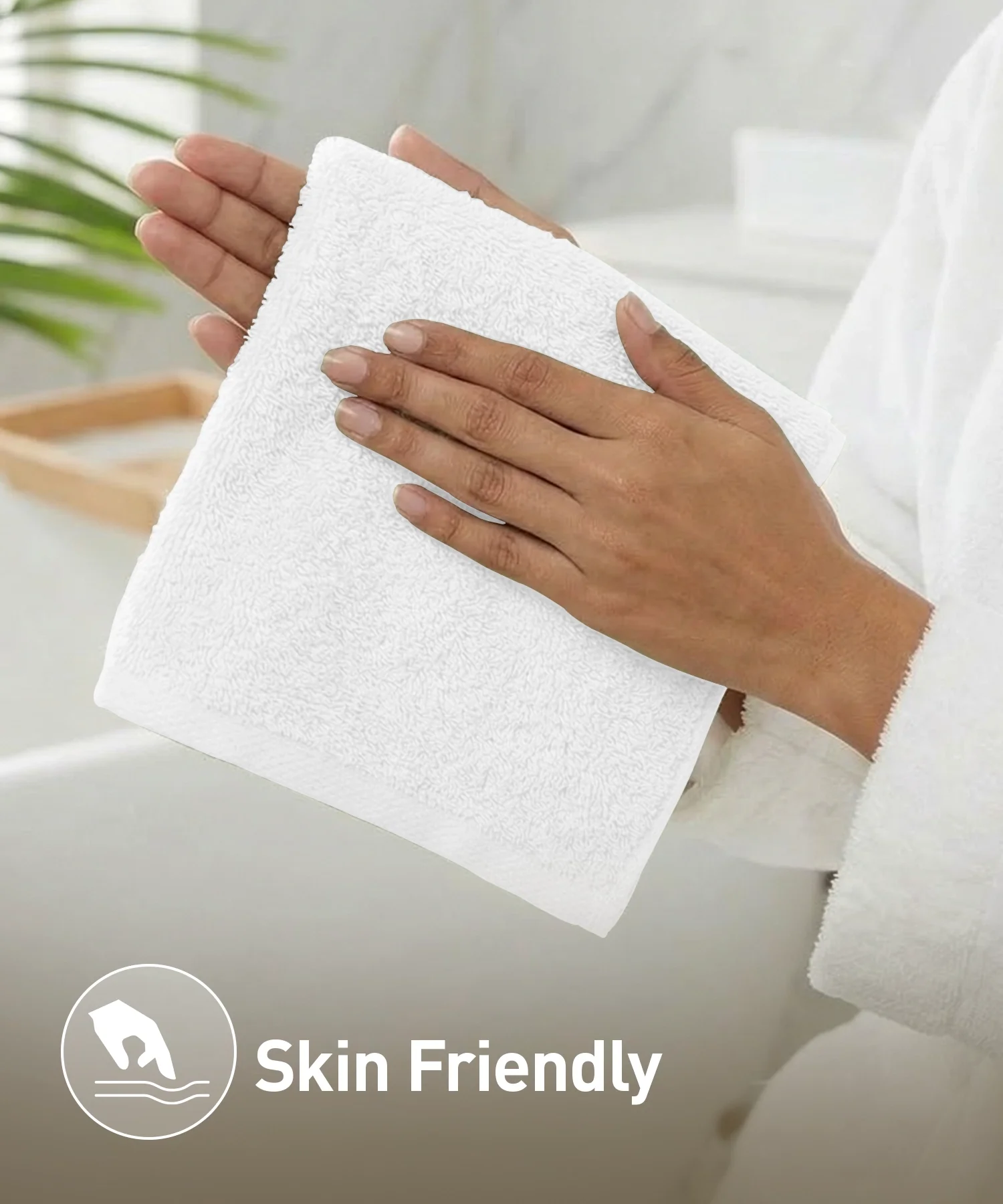 Organic Luxury 4Pc Face Towel, White|650 GSM Organic Cotton - Image 4
