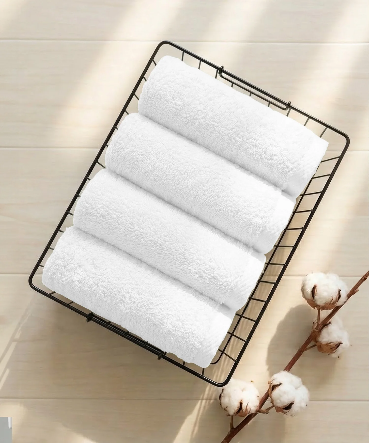 Organic Luxury 4Pc Face Towel, White|650 GSM Organic Cotton - Image 7