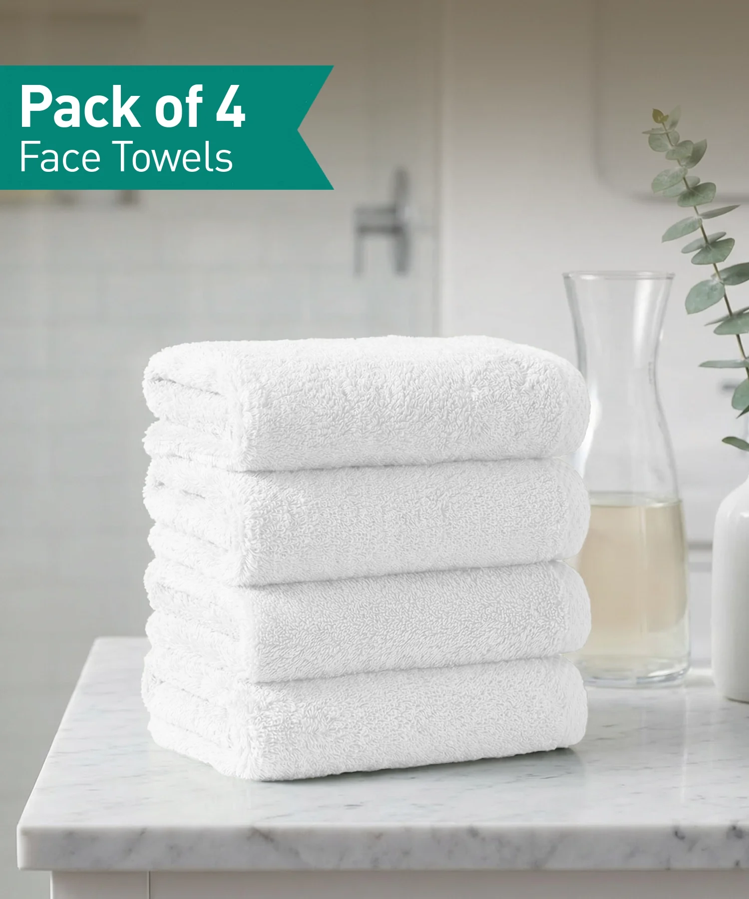 Organic Luxury 4Pc Face Towel, White|650 GSM Organic Cotton - Image 8