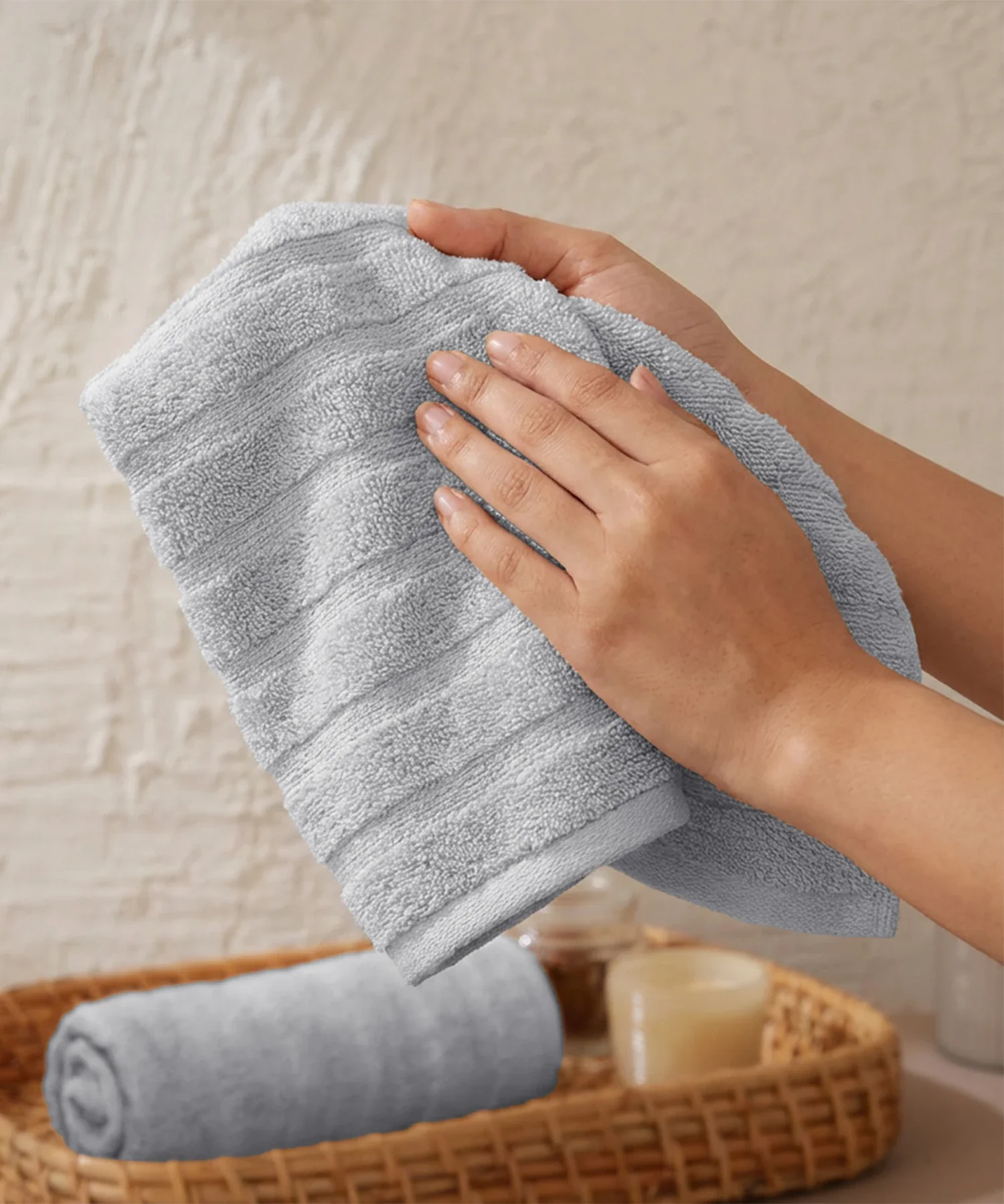 Quick Dry 2 Pc Hand Towel, Charcoal Grey|400 GSM Cotton - Image 3