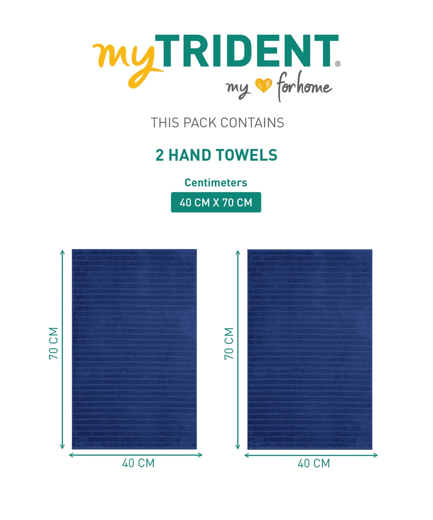 Quick Dry 2 Pc Hand Towel, Navy Blue|400 GSM Cotton - Image 10