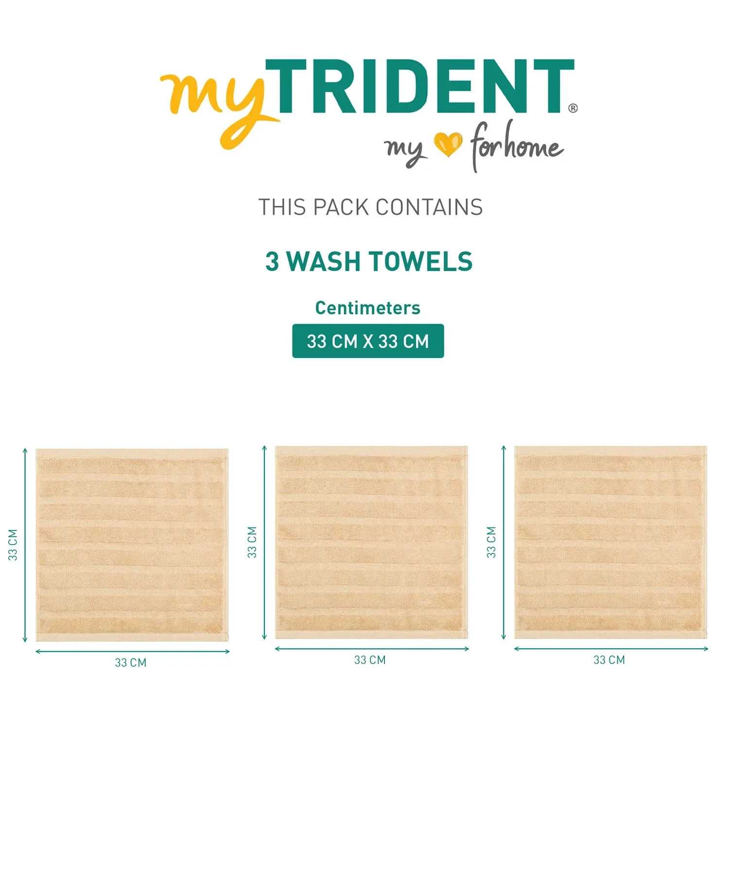 Quick Dry 3 Pc Face Towel, Beige|400 GSM Cotton - Image 9