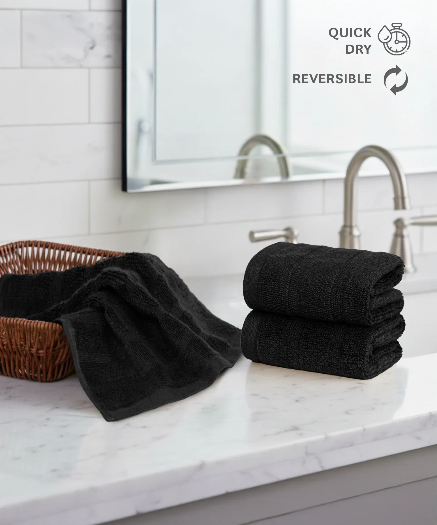 Quick Dry 3 Pc Face Towel, Black|400 GSM Cotton