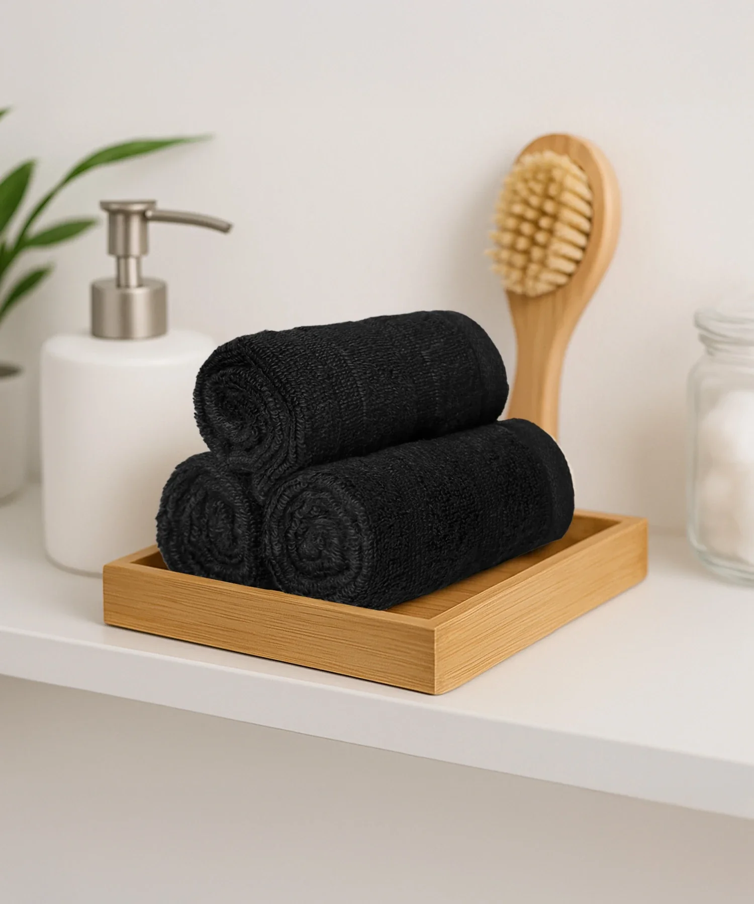 Quick Dry 3 Pc Face Towel, Black|400 GSM Cotton - Image 3