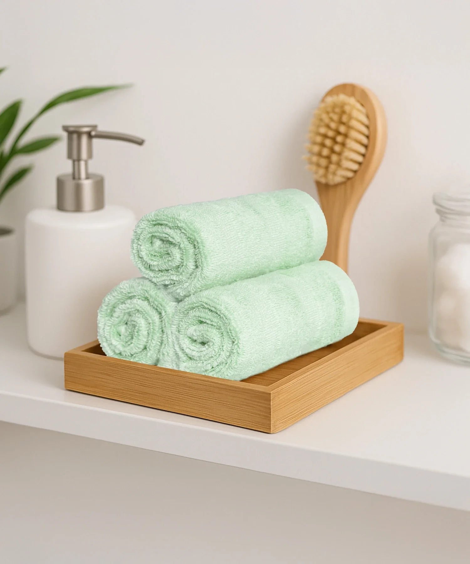 Quick Dry 3 Pc Face Towel, Sage|400 GSM Cotton - Image 3