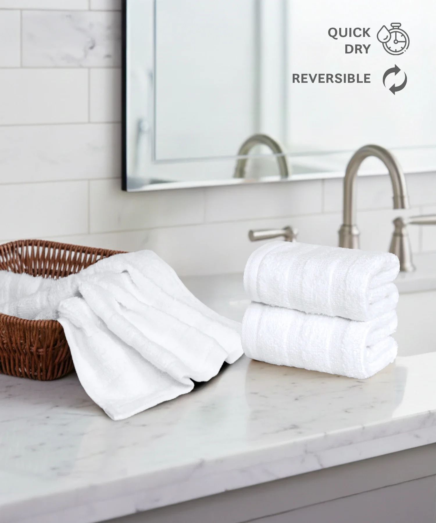 Quick Dry 3 Pc Face Towel, White|400 GSM Cotton
