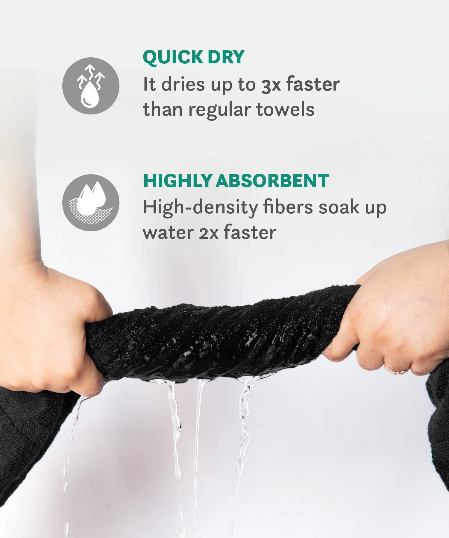 Quick Dry 1 Pc Bath Towel,Black|400 GSM Cotton - Image 6