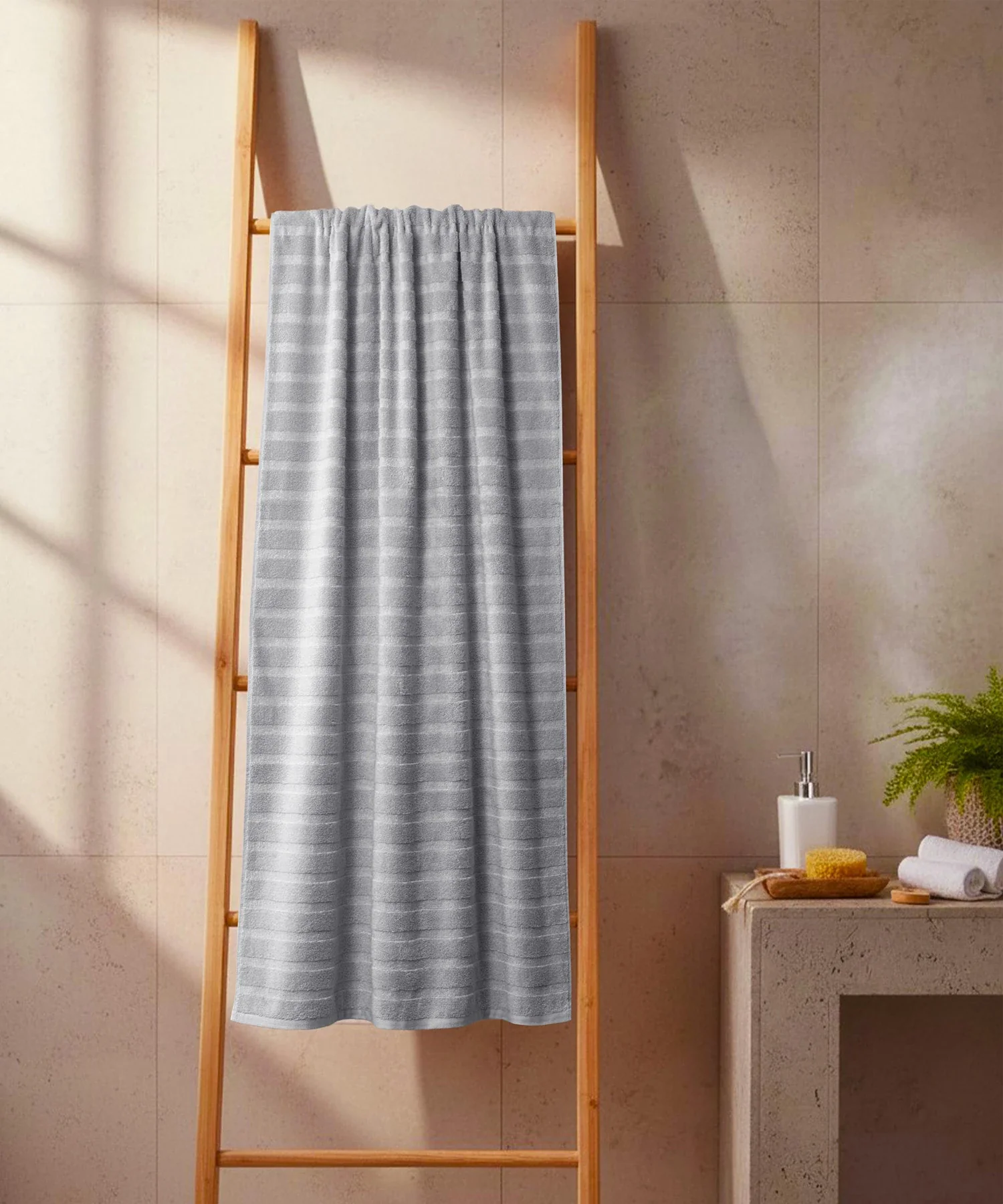 Quick Dry 1 Pc Bath Towel,Charcoal Grey|400 GSM Cotton - Image 3
