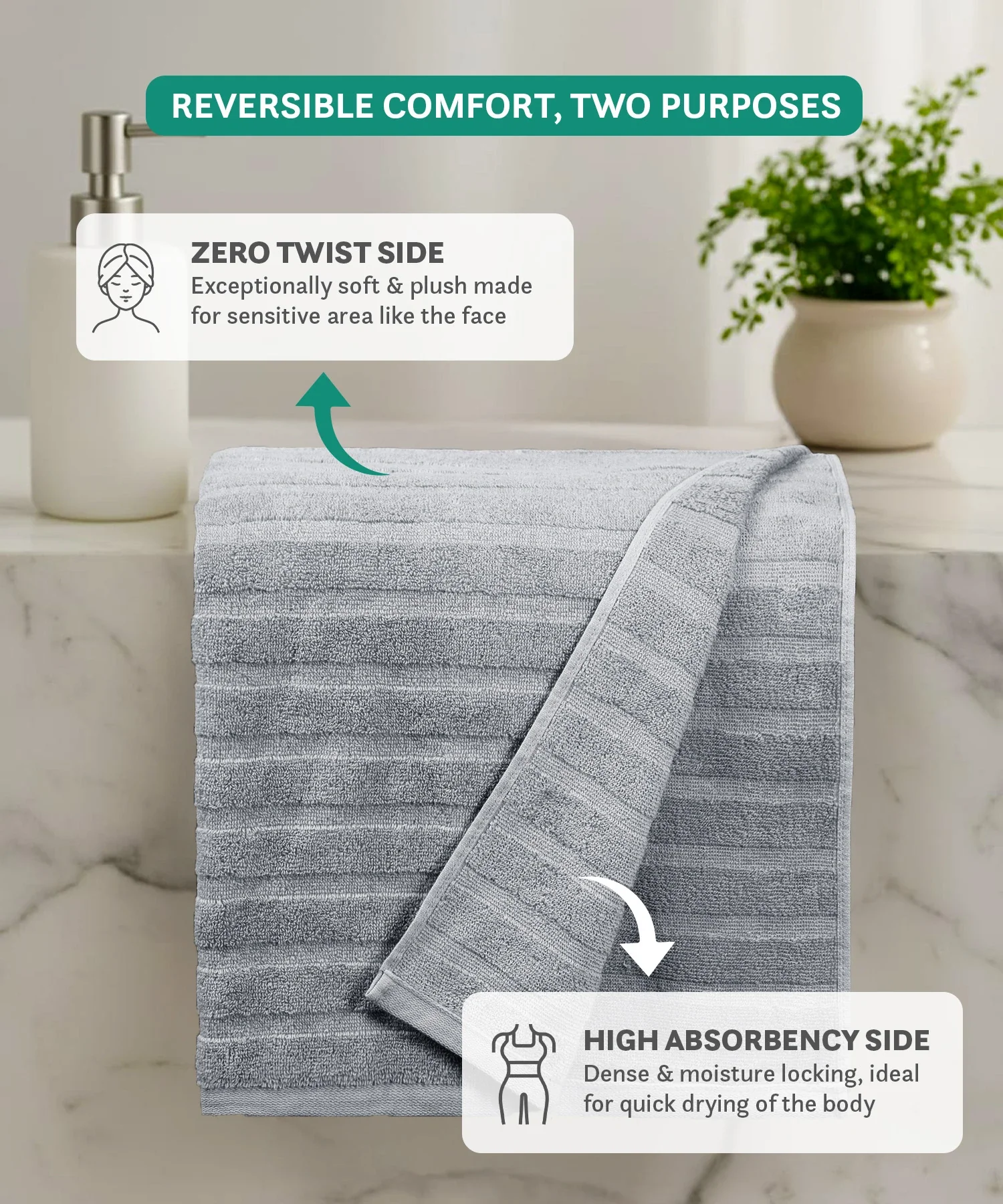 Quick Dry 1 Pc Bath Towel,Charcoal Grey|400 GSM Cotton - Image 5