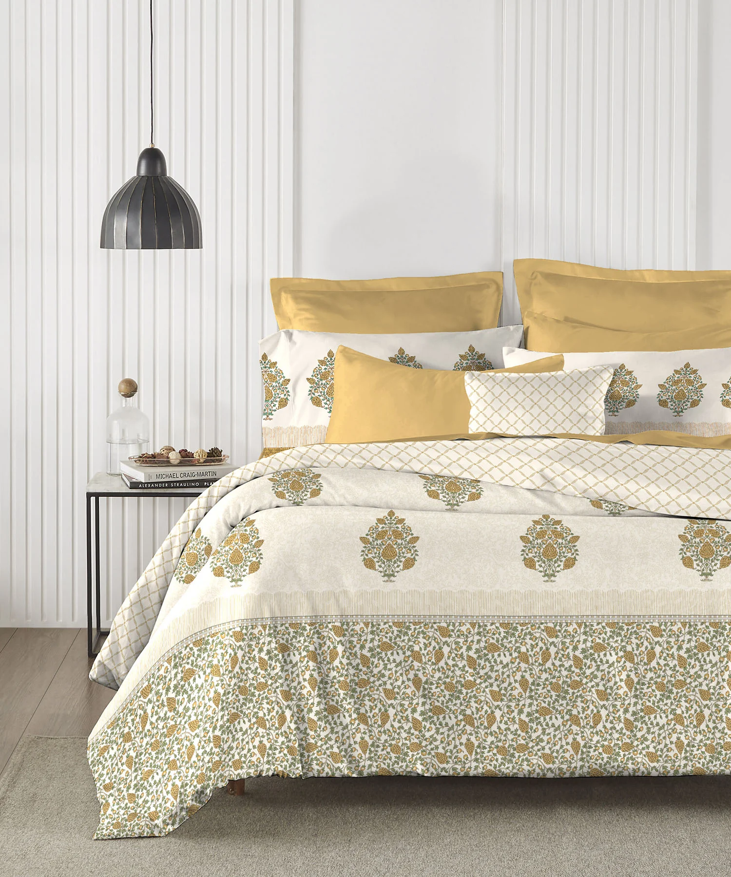 Road To Jaipur Bedding Set, Gulbahar Mustard|150 GSM, 210TC Cotton|4 Pc Set