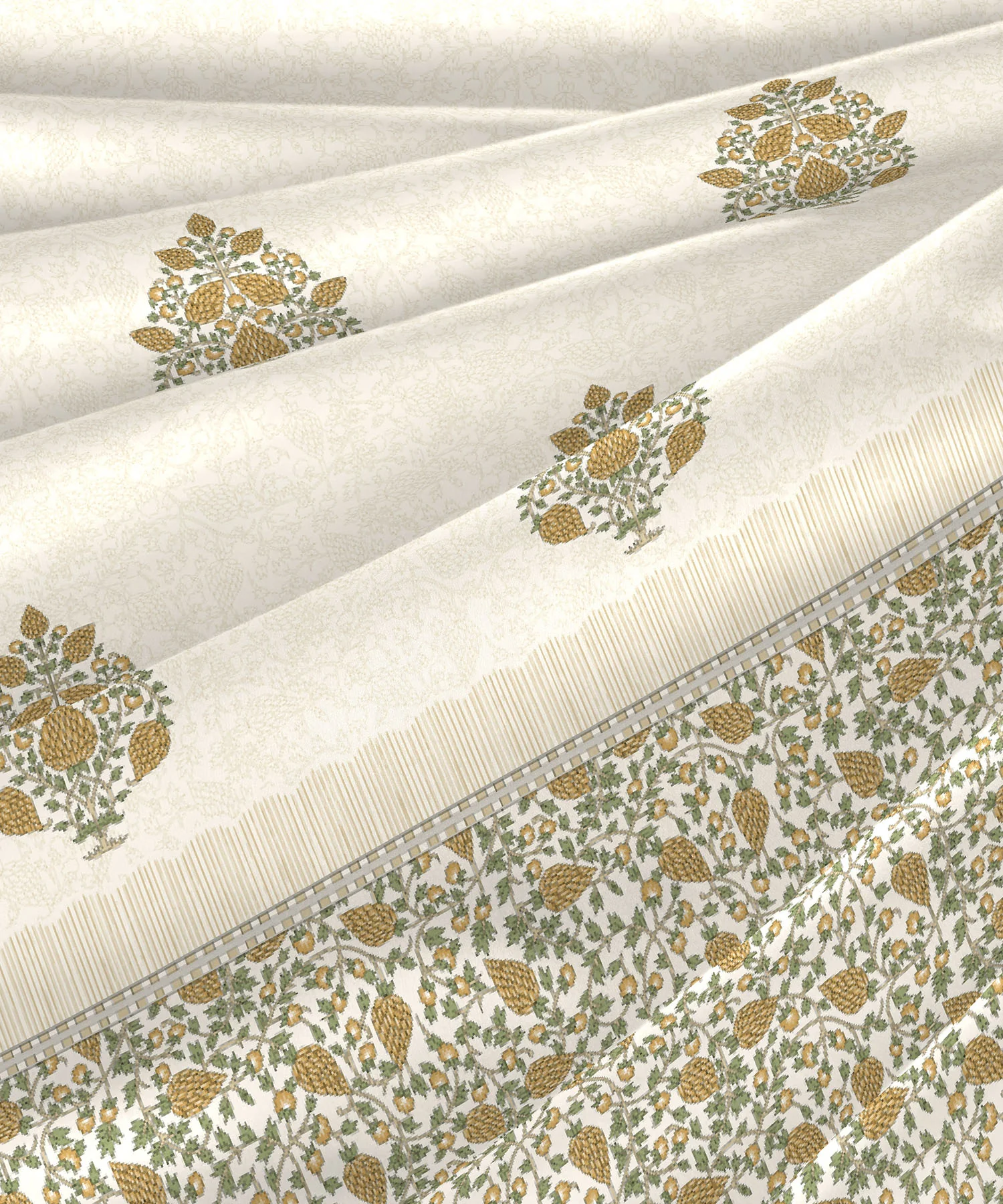 Road To Jaipur Bedding Set, Gulbahar Mustard|150 GSM, 210TC Cotton|4 Pc Set - Image 3