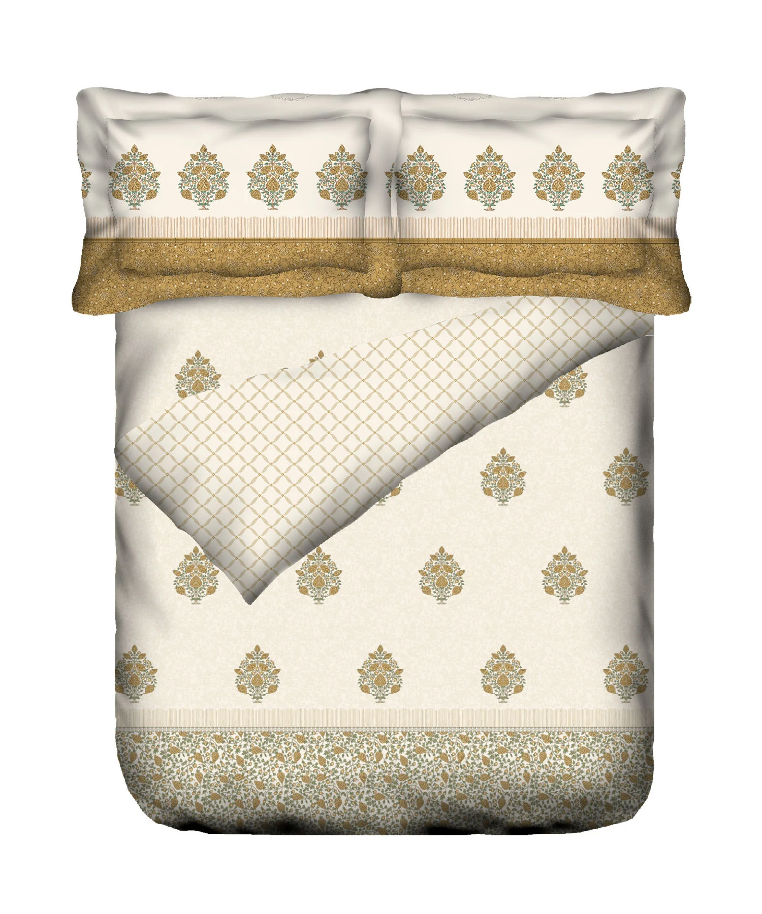 Road To Jaipur Bedding Set, Gulbahar Mustard|150 GSM, 210TC Cotton|4 Pc Set - Image 4