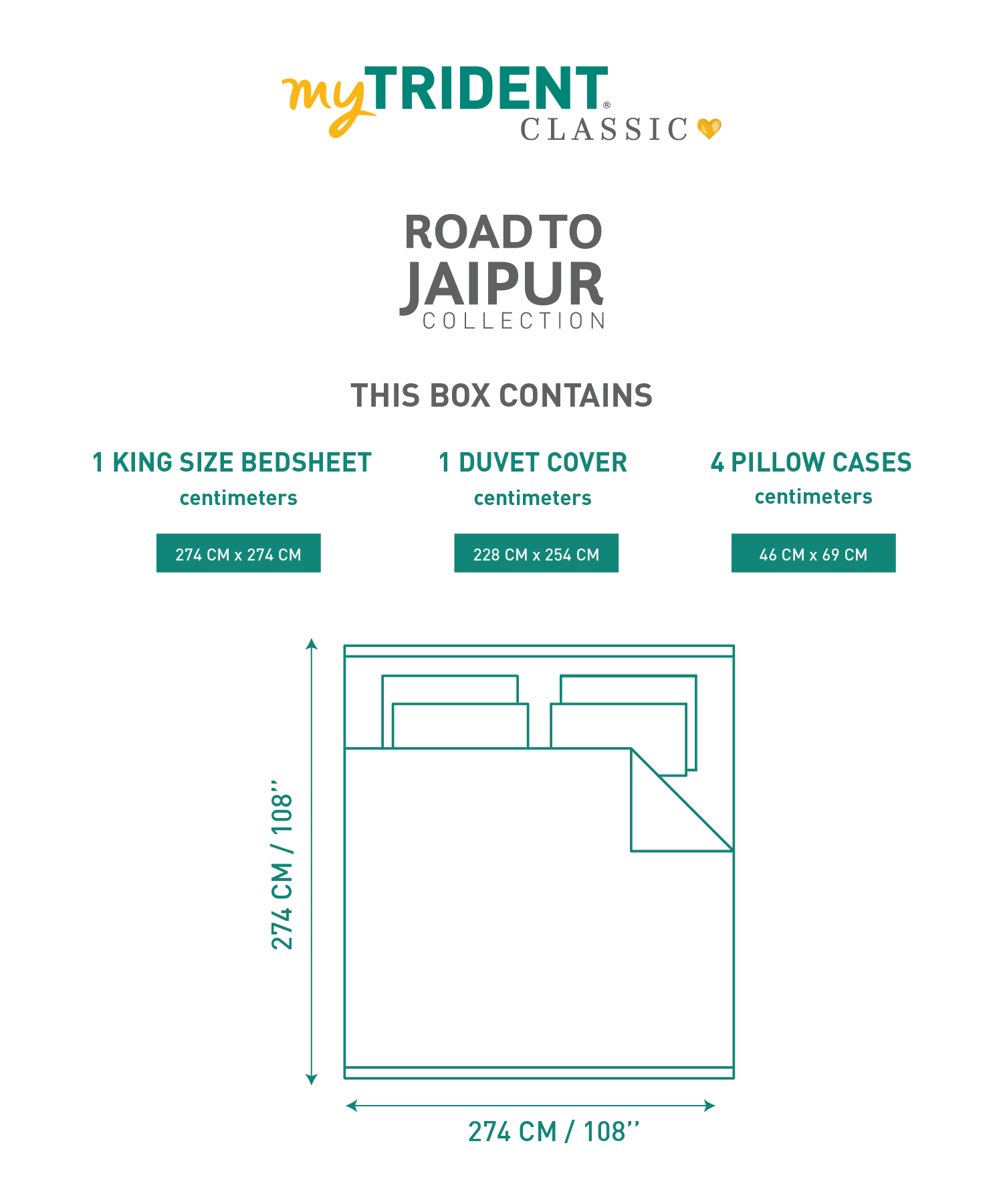 Road To Jaipur Double Duvet Set, BAGICHI VAAS |210 TC Cotton| 6 Pc Set - Image 6