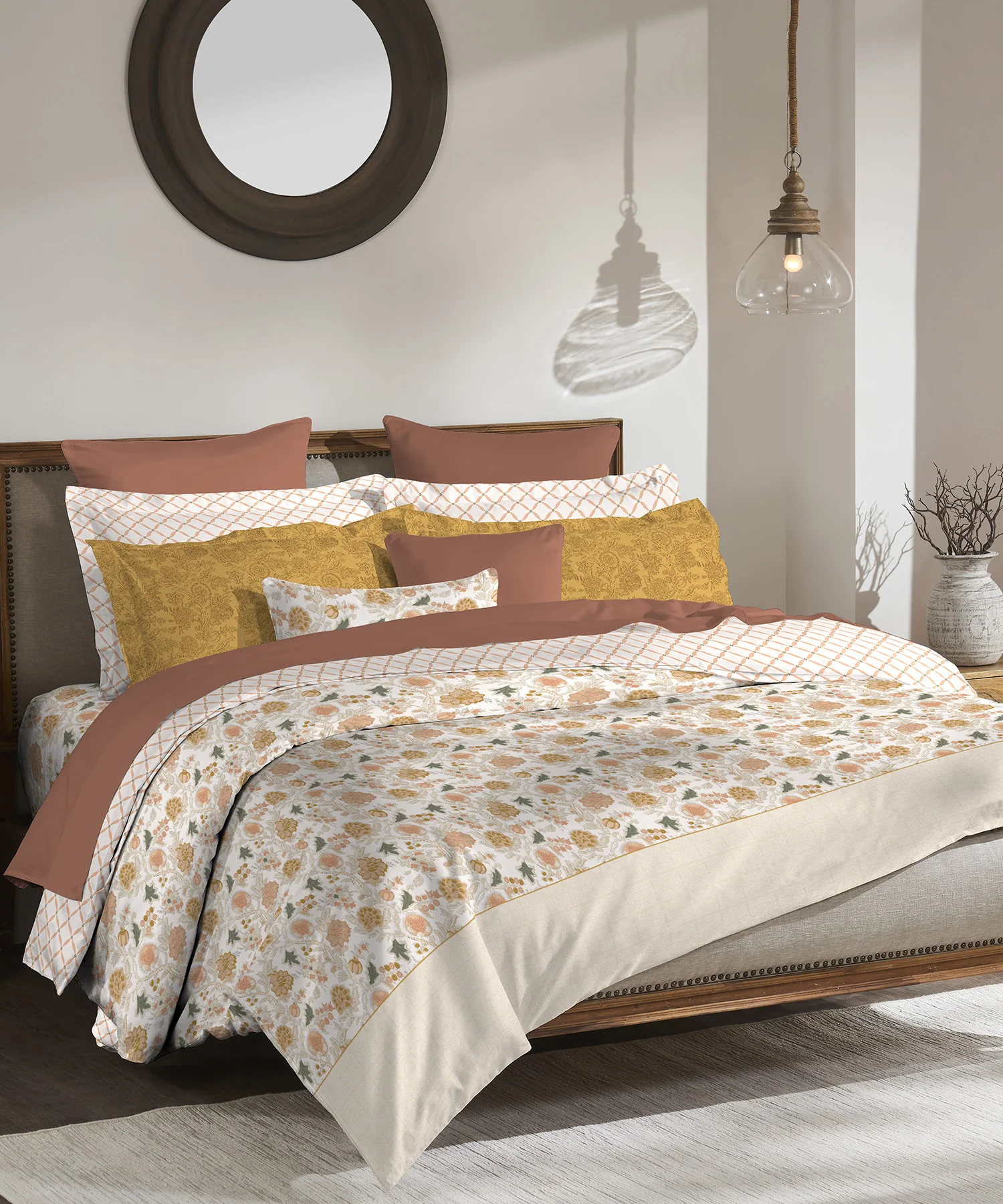 Road To Jaipur Double Duvet Set, Bagru|210 TC Cotton| 6 Pc Set - Image 2
