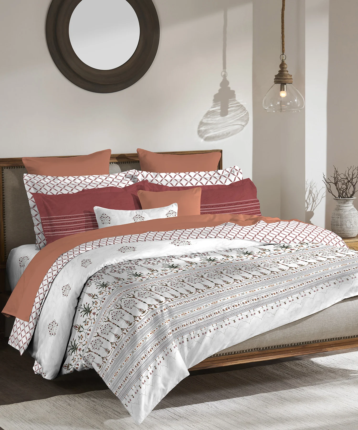 Road To Jaipur Double Duvet Set, Parchinkari|210 TC Cotton| 6 Pc Set - Image 2