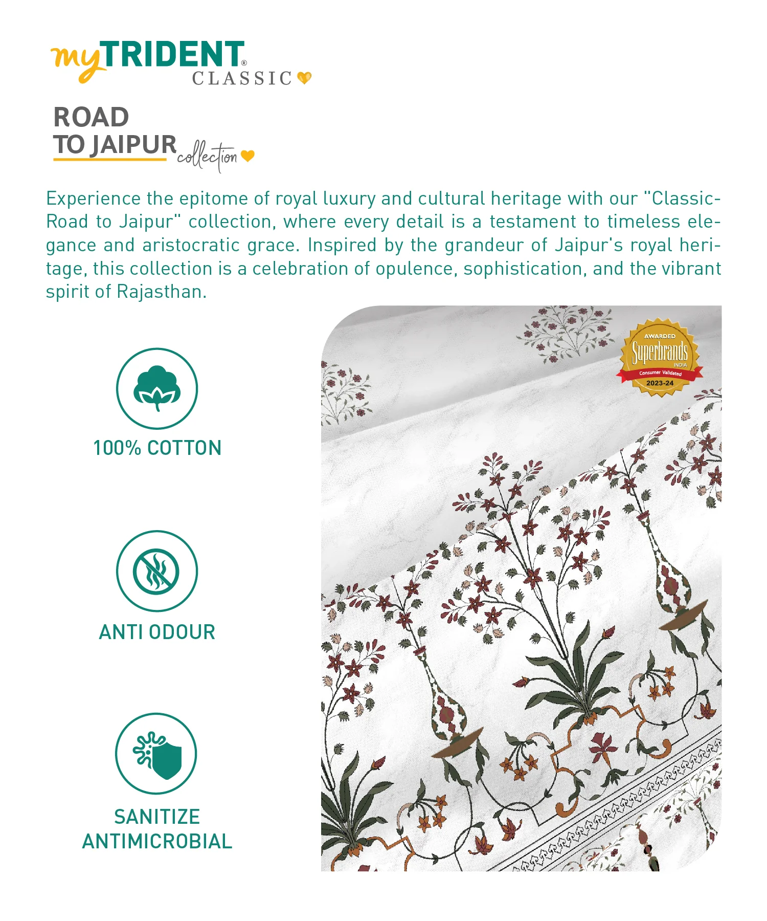 Road To Jaipur Double Duvet Set, Parchinkari|210 TC Cotton| 6 Pc Set - Image 6