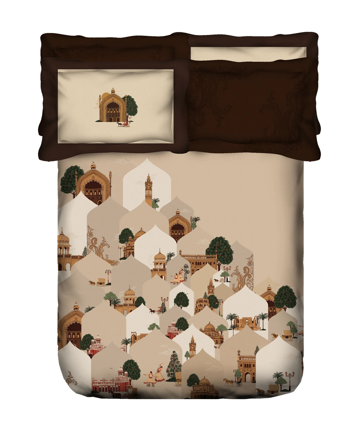 Classic Safarnama King Bedsheet Set, Awadhi Ride | 210 TC Cotton| 4 Pillow Covers - Image 4