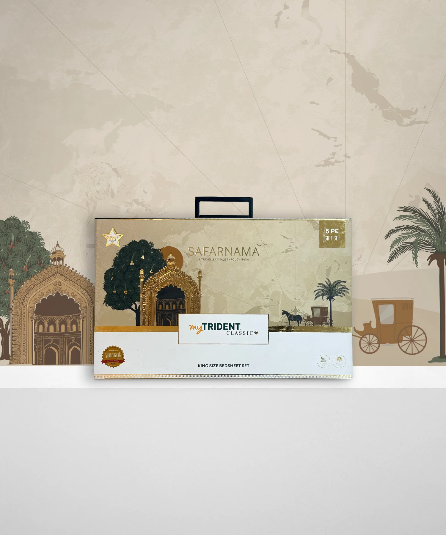 Classic Safarnama King Bedsheet Set, Awadhi Ride | 210 TC Cotton| 4 Pillow Covers - Image 6