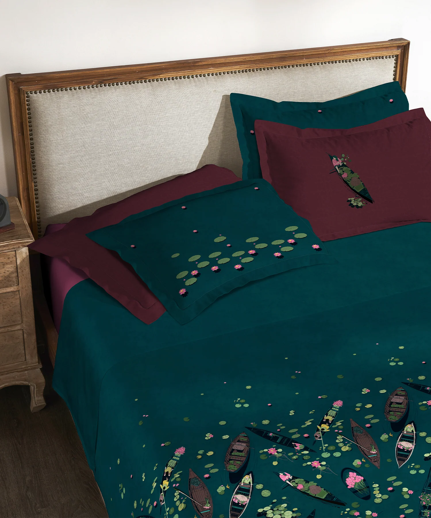 Classic Safarnama King Bedsheet Set, Lakeside Drift | 210 TC Cotton| 4 Pillow Covers - Image 2