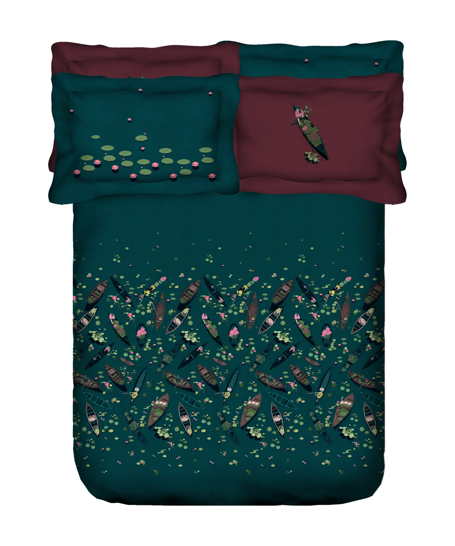 Classic Safarnama King Bedsheet Set, Lakeside Drift | 210 TC Cotton| 4 Pillow Covers - Image 4