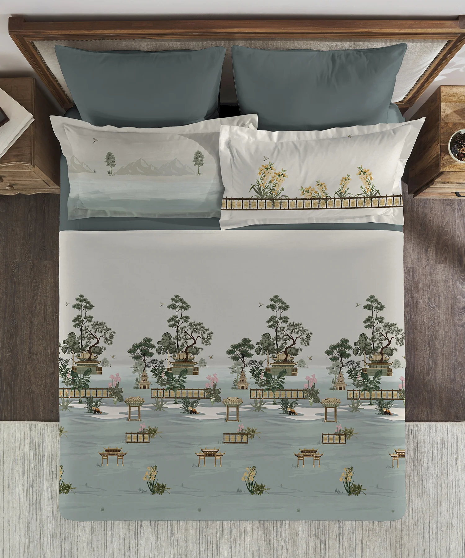 Classic Safarnama King Bedsheet Set, Skybound Tracks | 210 TC Cotton| 4 Pillow Covers - Image 3