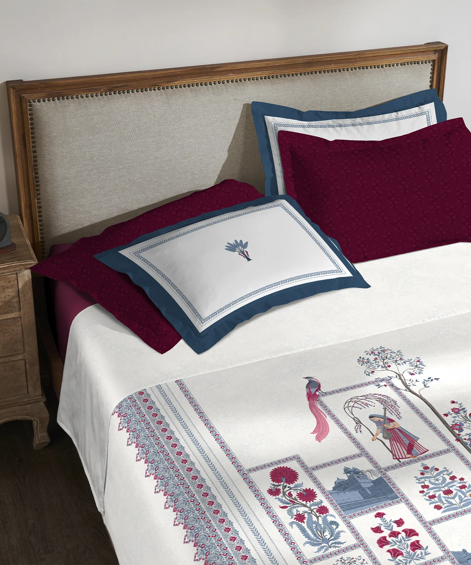 Classic Safarnama King Bedsheet Set, The Caravans | 210 TC Cotton| 4 Pillow Covers - Image 2
