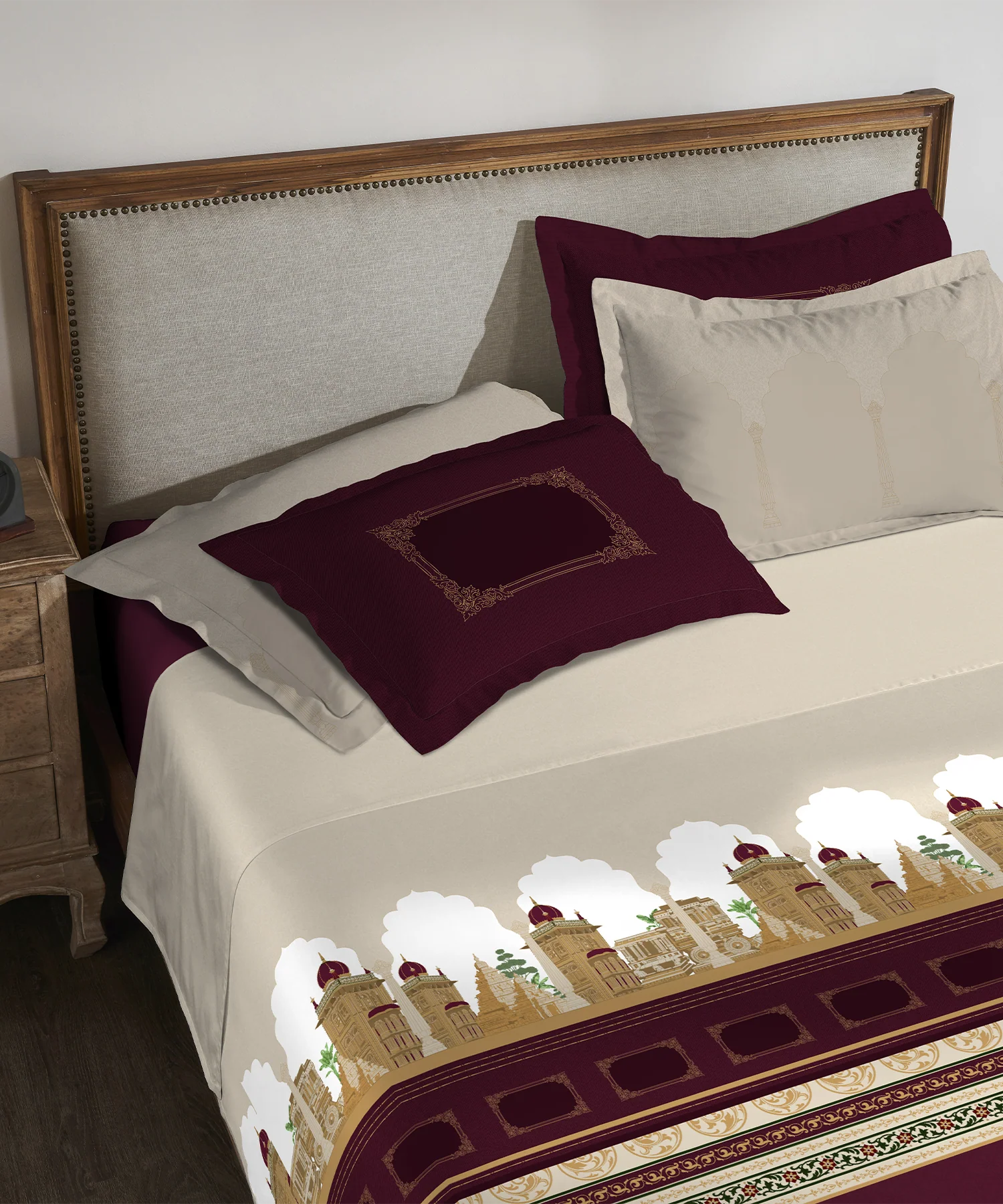 Classic Safarnama King Bedsheet Set, Golden Chariot| 210 TC Cotton| 4 Pillow Covers - Image 2