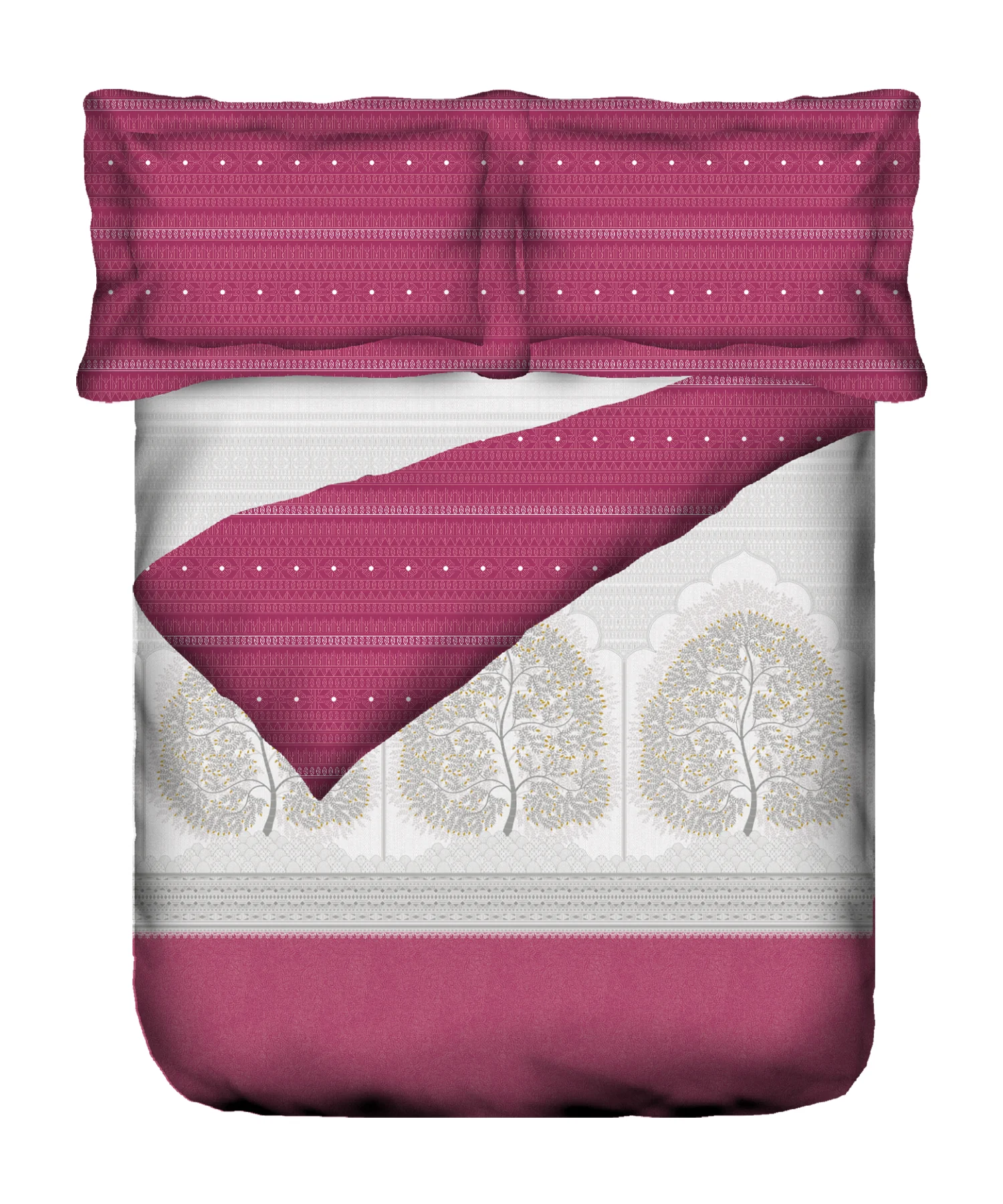 Sanskriti Bedding Set, Gond Art Pink| 180 TC, 180 GSM Cotton| 4 Pc Set - Image 5