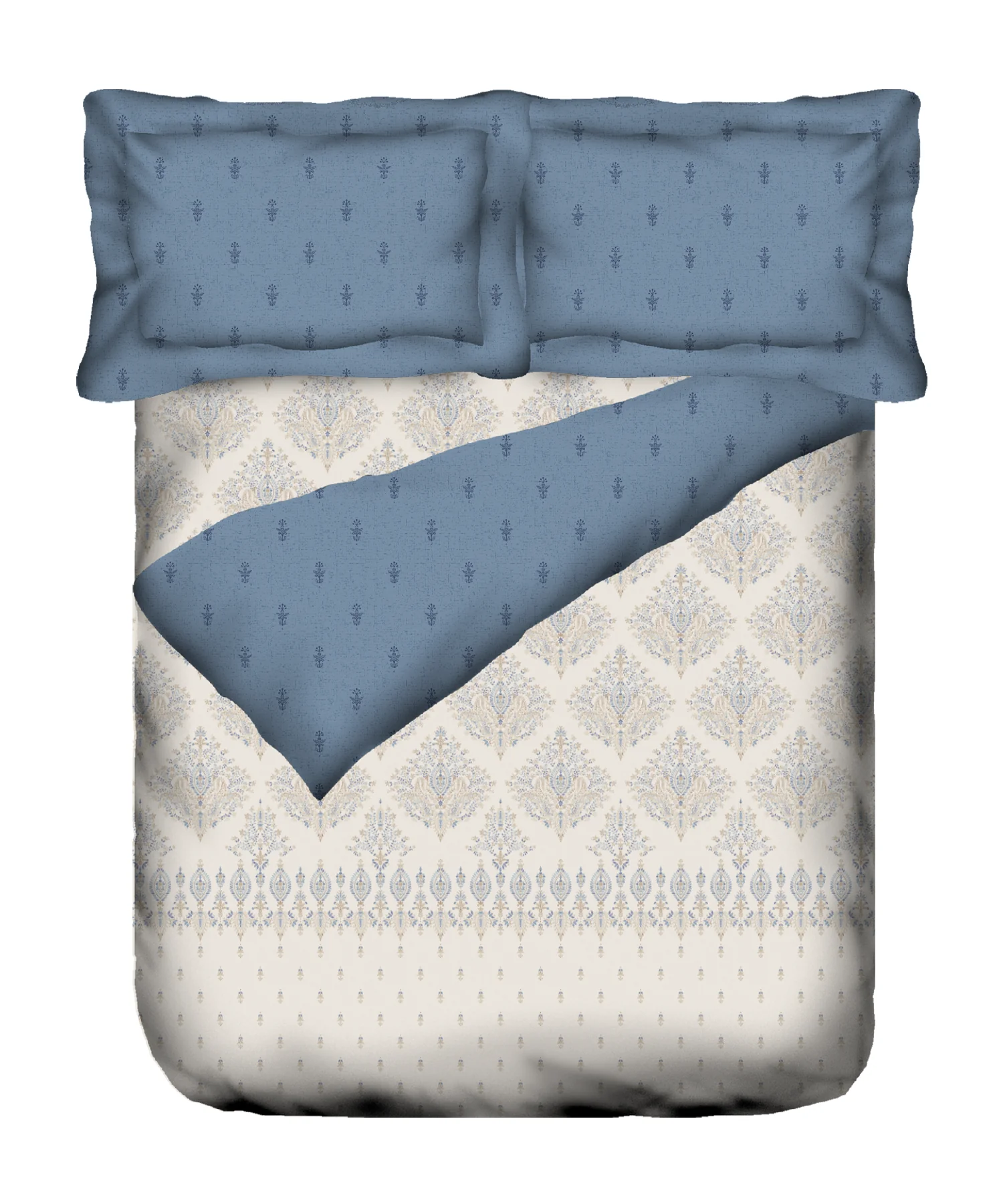 Sanskriti Bedding Set, Kantha Blue| 180 TC, 180 GSM Cotton| 4 Pc Set - Image 5