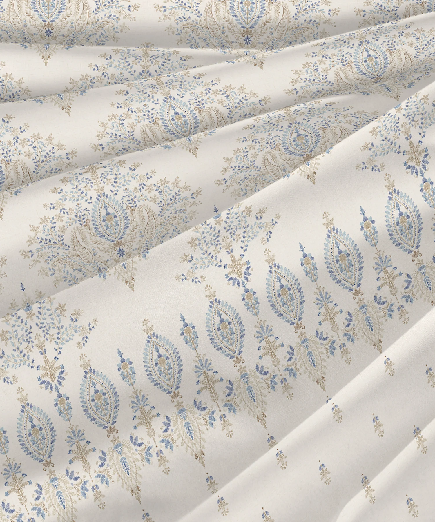 Sanskriti Bedding Set, Kantha Blue| 180 TC, 180 GSM Cotton| 4 Pc Set - Image 6