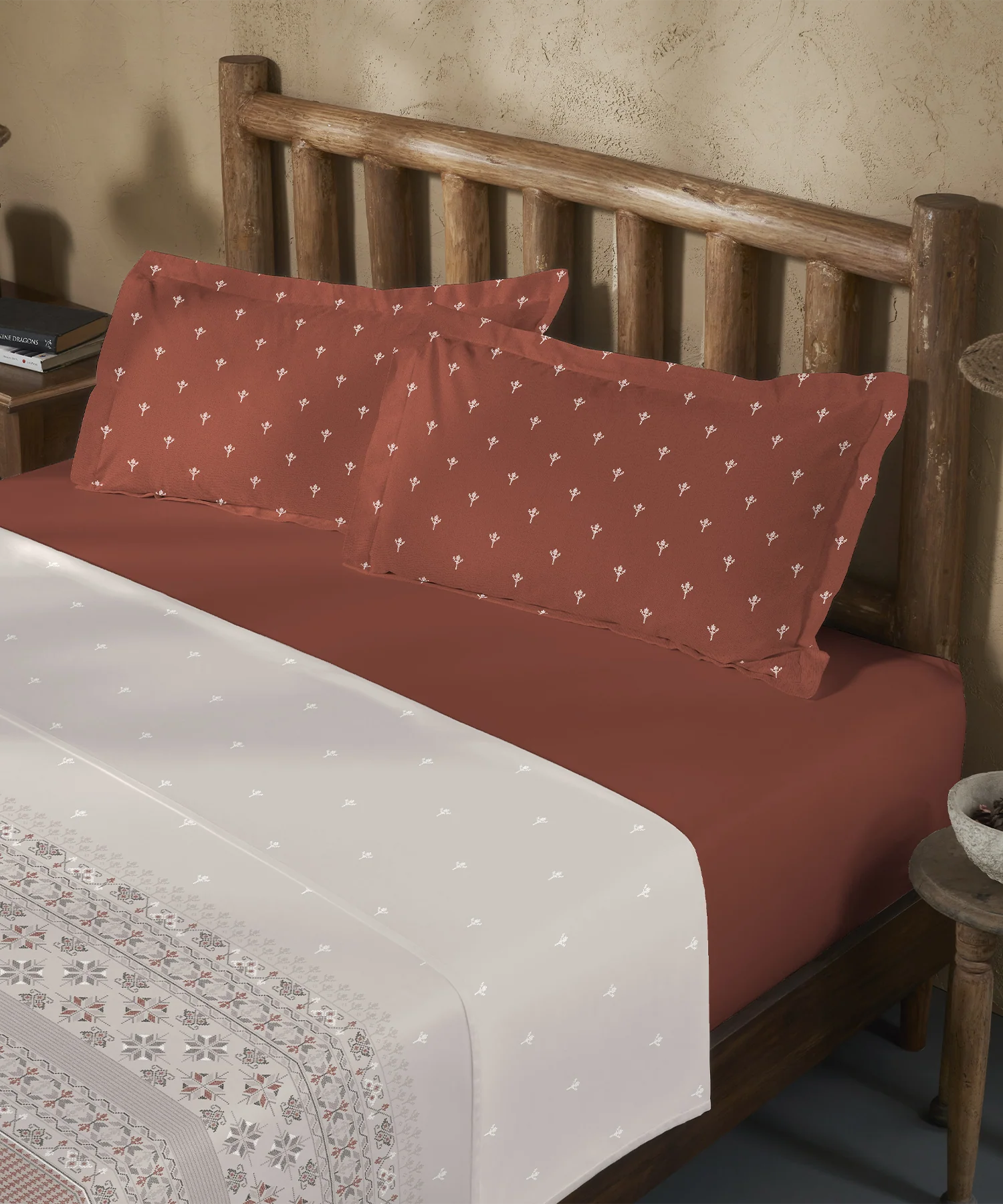 Sanskriti Bedding Set, Kasuti Grey| 180 TC, 180 GSM Cotton| 4 Pc Set - Image 3