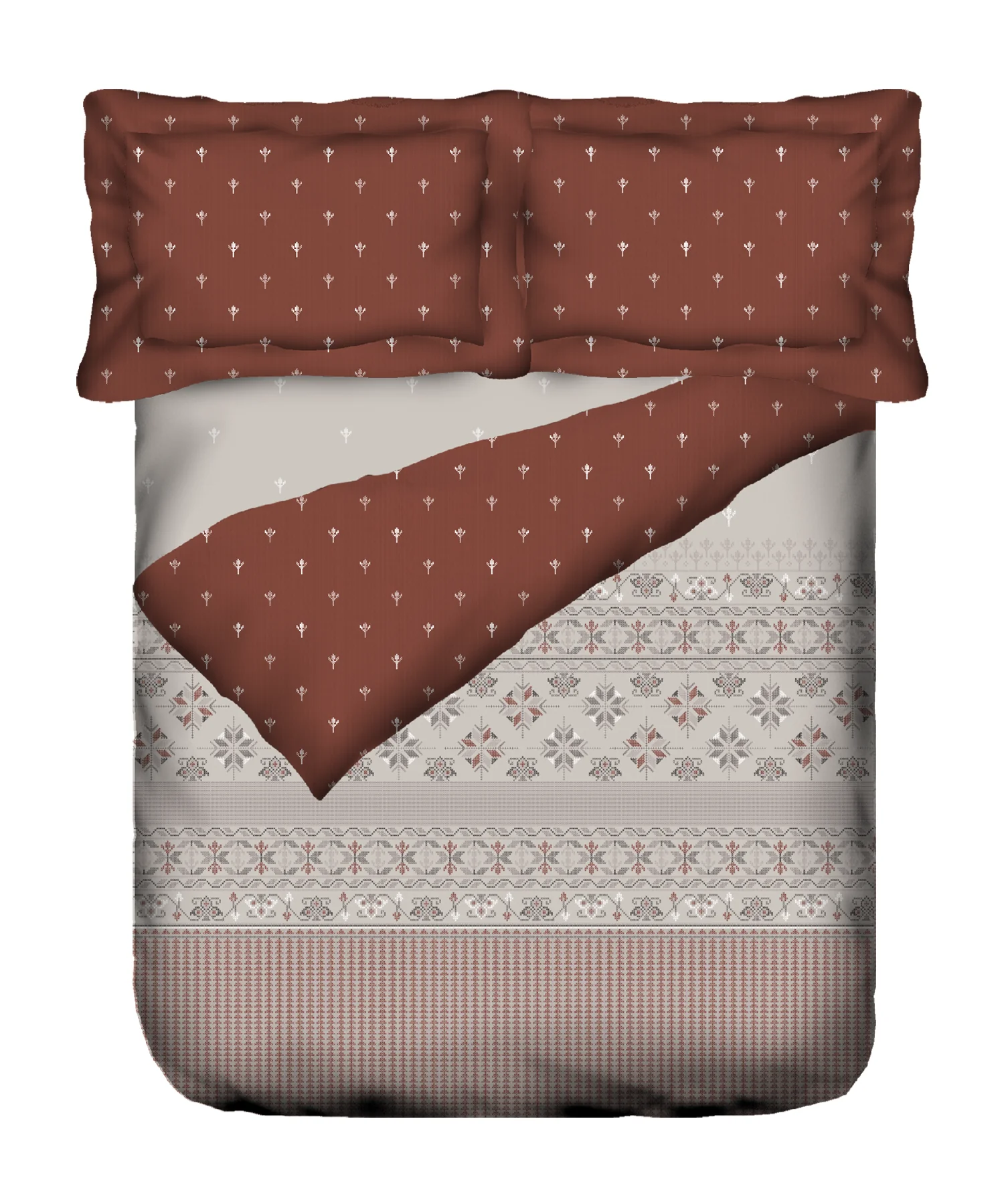 Sanskriti Bedding Set, Kasuti Grey| 180 TC, 180 GSM Cotton| 4 Pc Set - Image 5