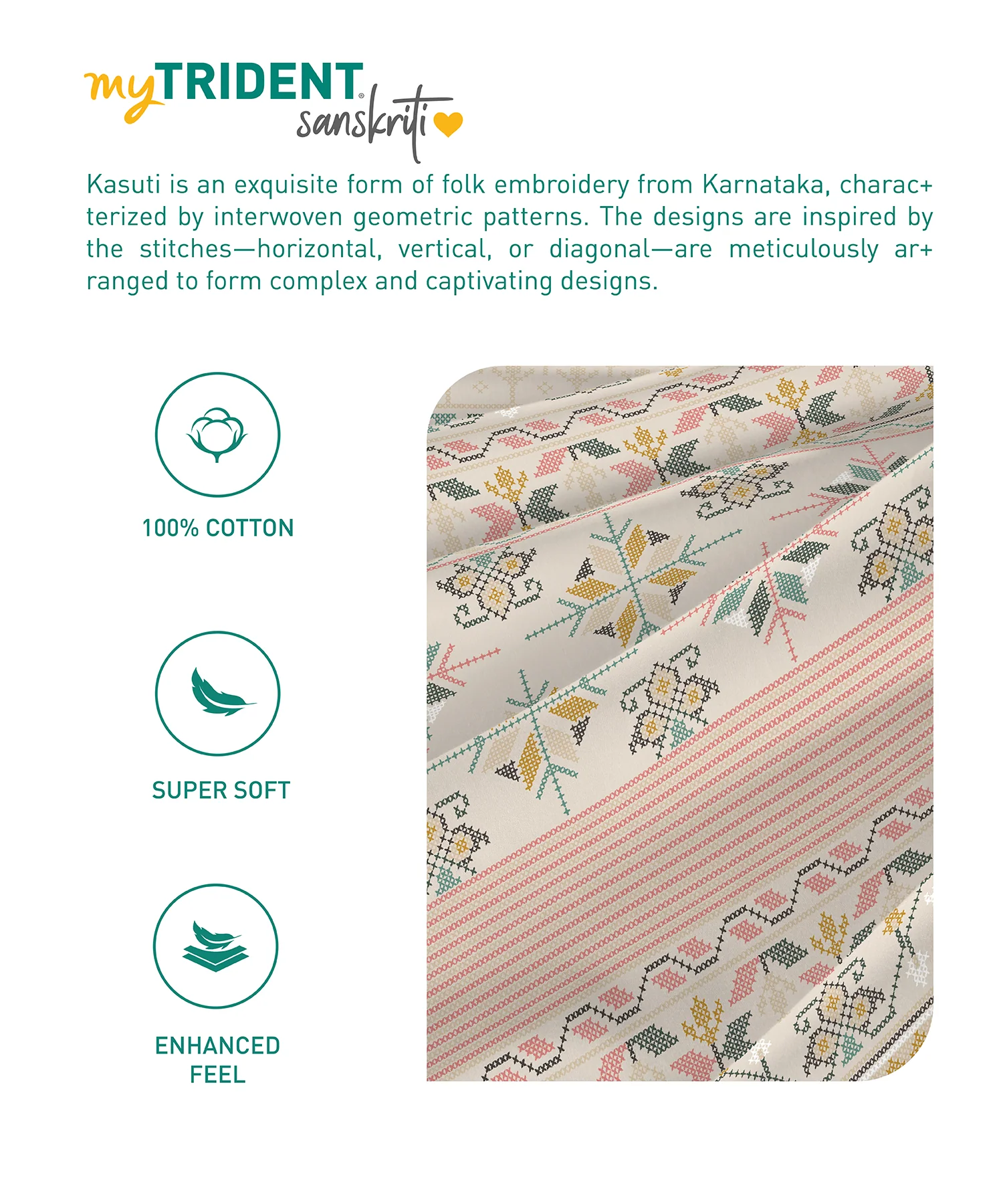 Sanskriti Double AC Comforter, Kasuti Turmeric| 180 GSM Polyester - Image 5