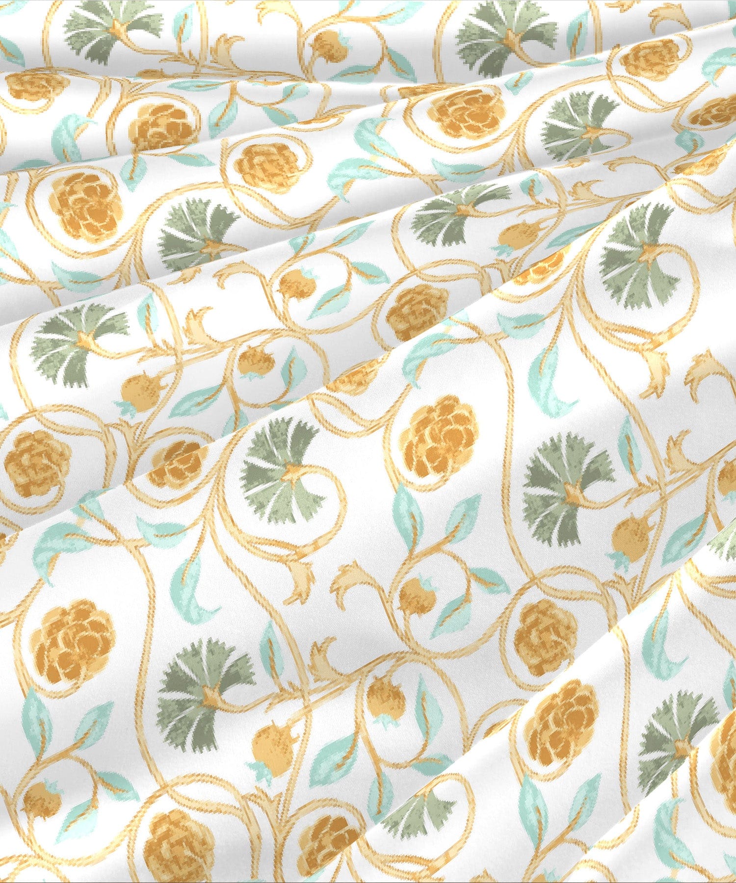 Sanskriti King Bedsheet Set, Block Print Mastard| 144TC Cotton|2 Pillow Covers - Image 3