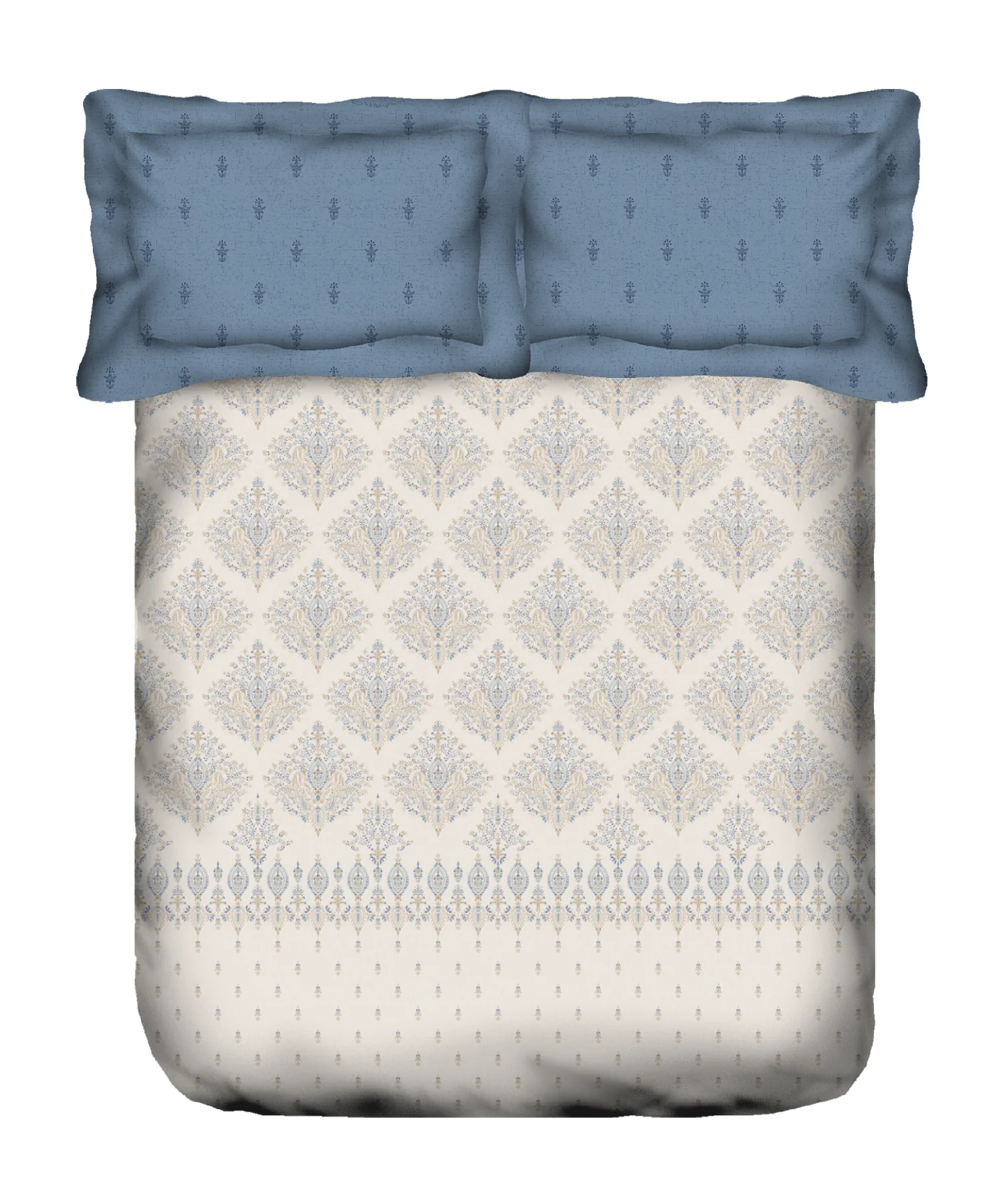 Sanskriti King Bedsheet Gift Set, Kantha Blue| 180 TC Cotton| 2 Pillow Covers - Image 6