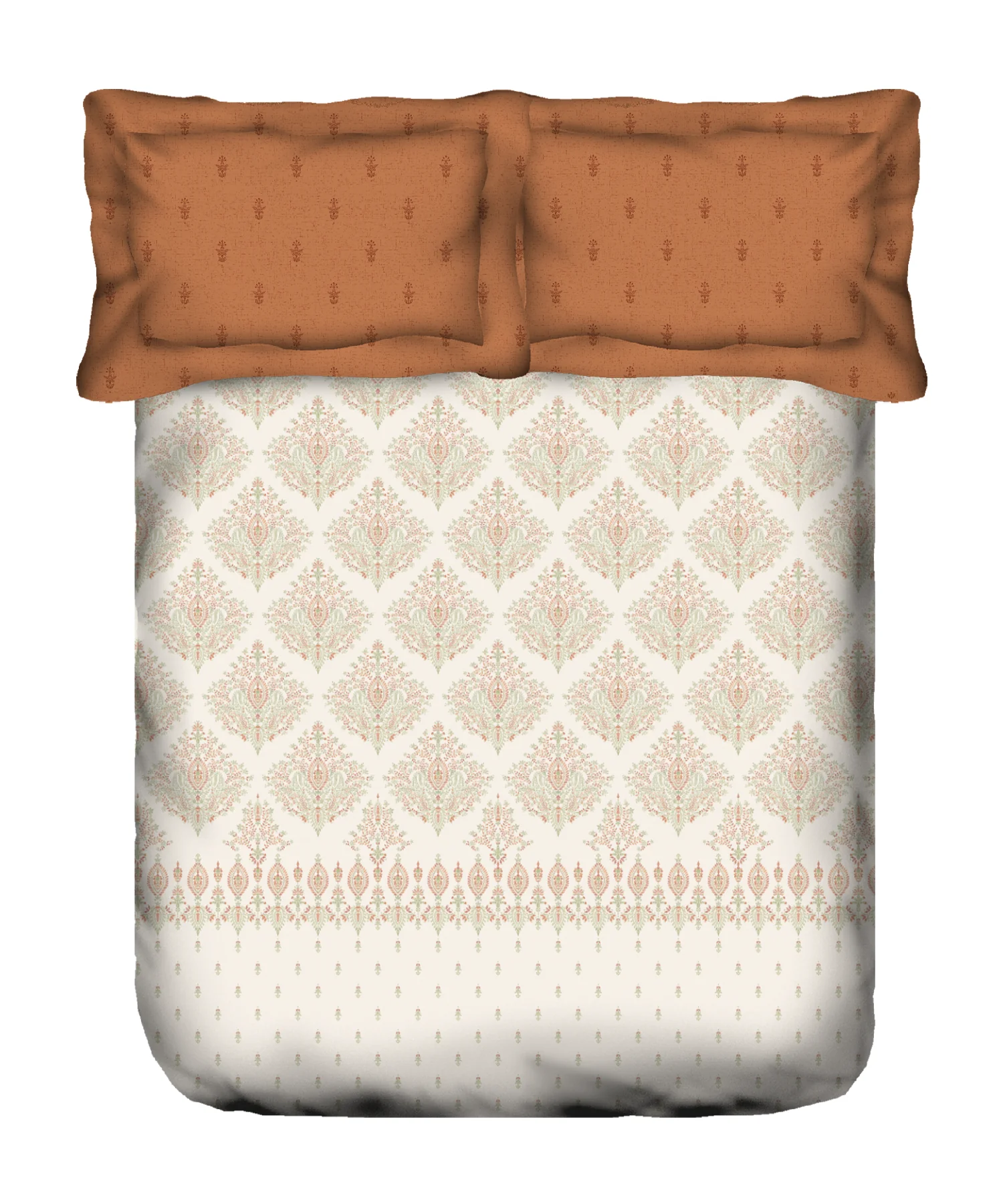 Sanskriti King Bedsheet Gift Set, Kantha Orange| 180 TC Cotton| 2 Pillow Covers - Image 6