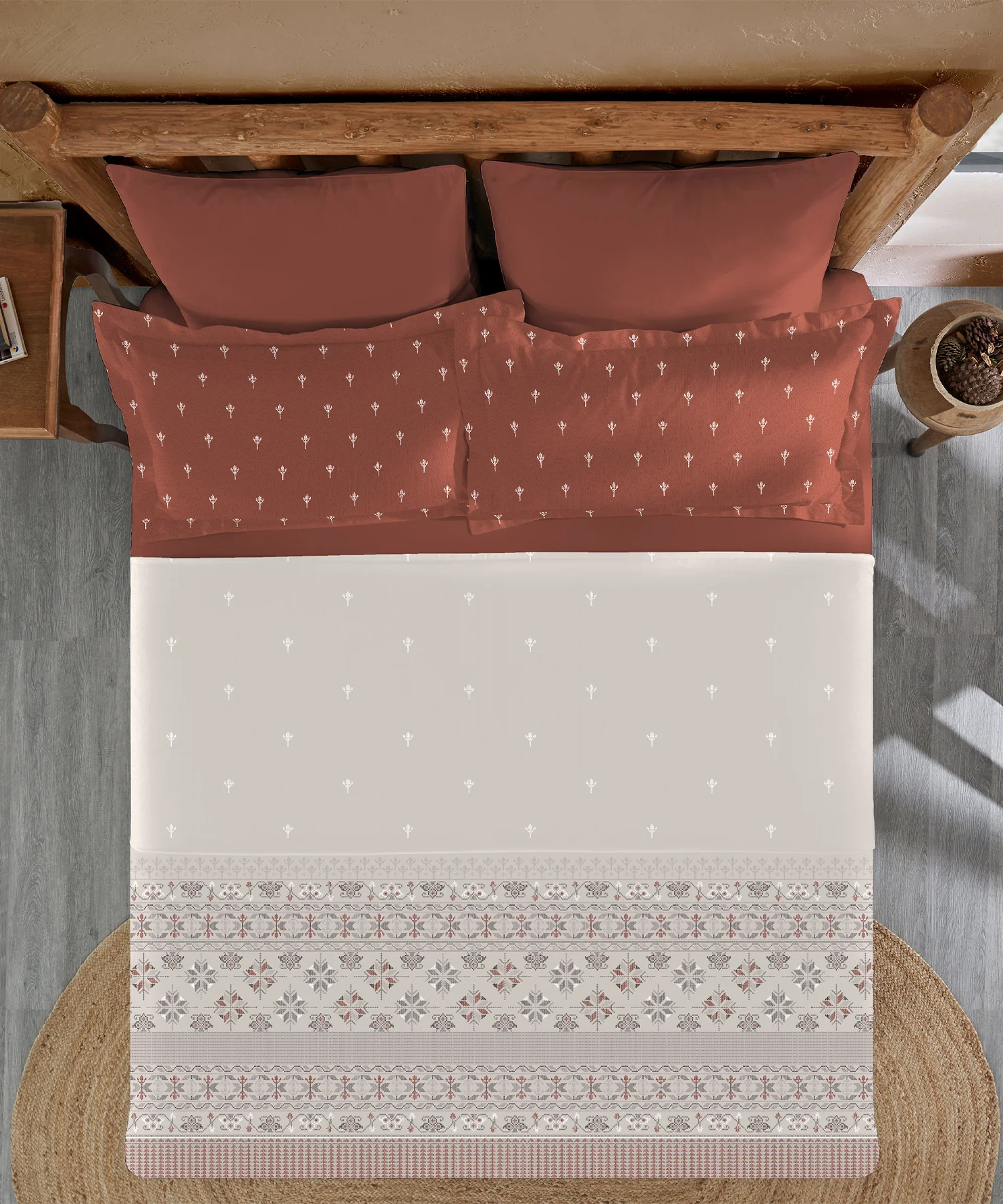 Sanskriti King Bedsheet Gift Set, Kasuti Grey| 180 TC Cotton| 2 Pillow Covers - Image 5