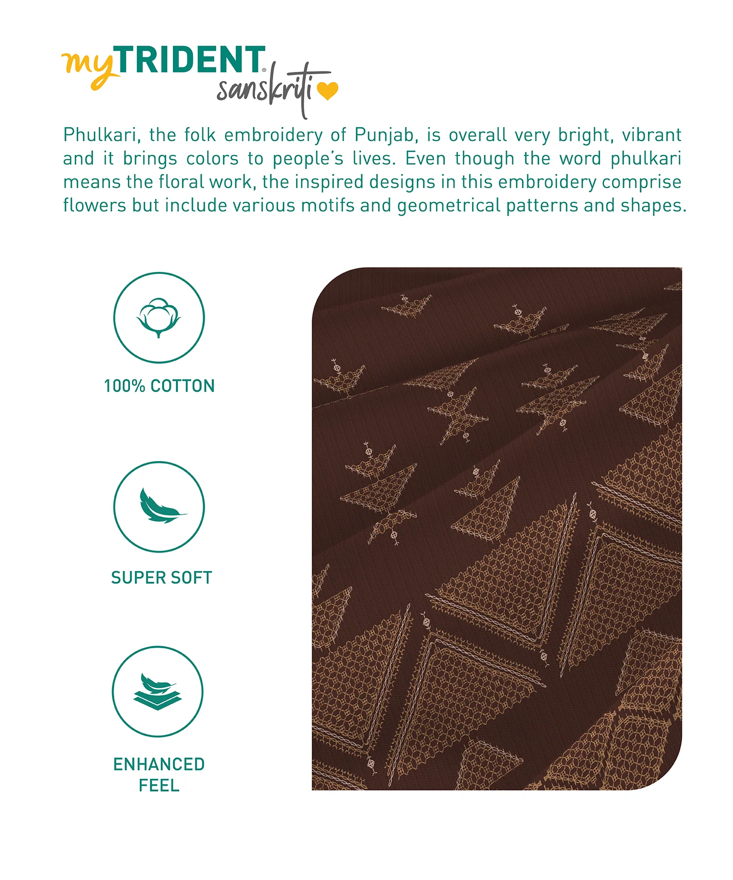 Sanskriti King Bedsheet Gift Set, Phulkari Brown| 180 TC Cotton| 2 Pillow Covers - Image 8