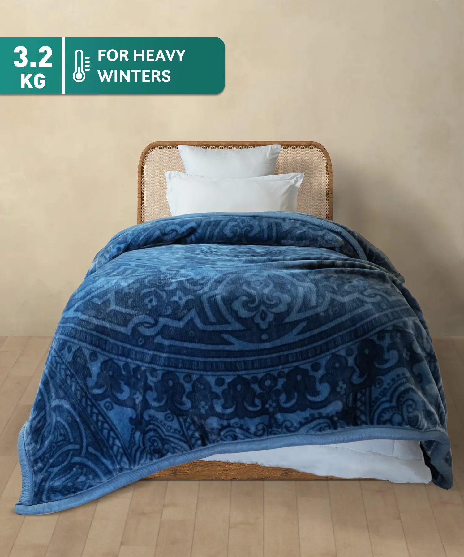 Sanskriti 2 ply Single Mink Blanket, Lipan Art| 3.2 KG
