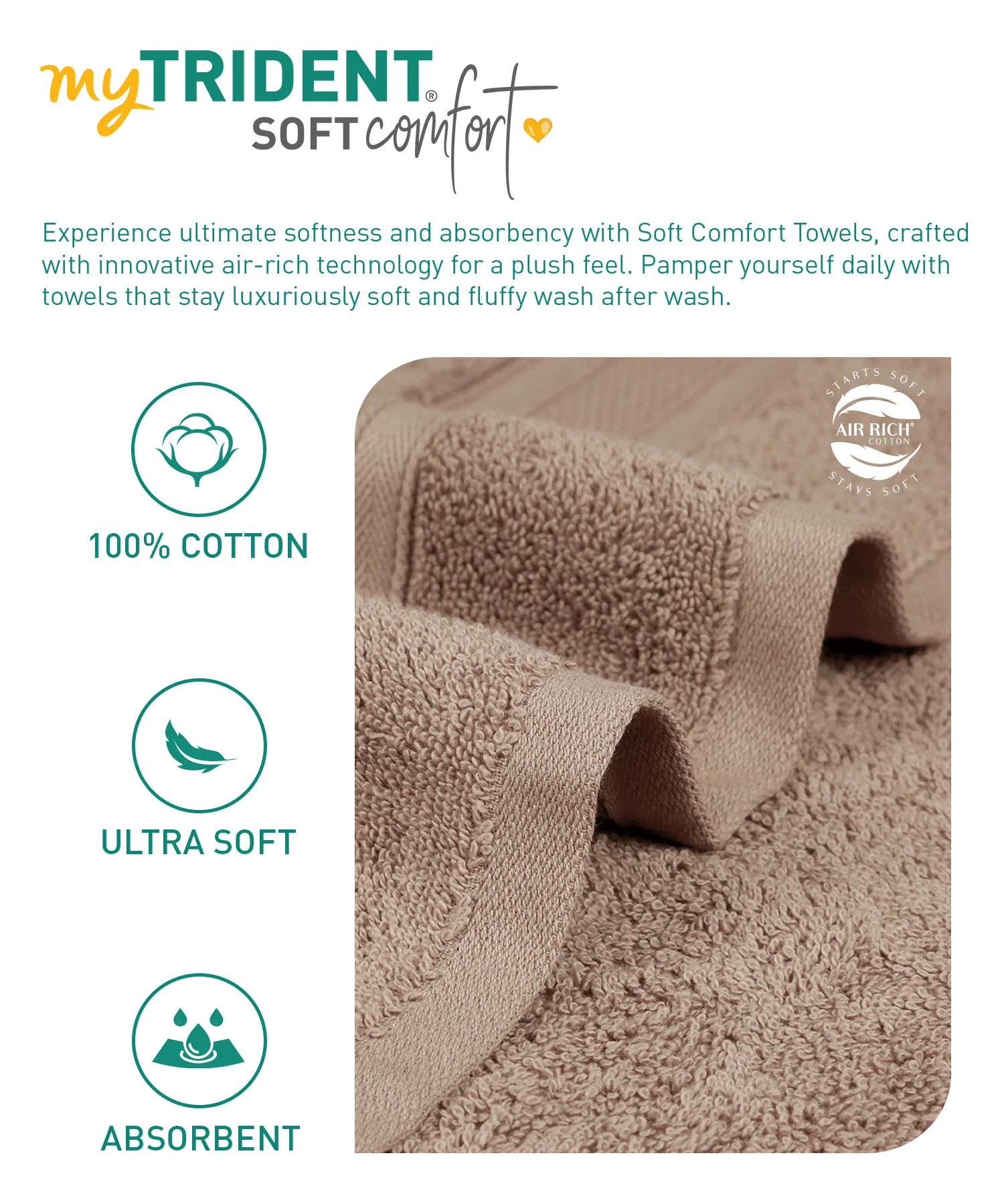 Soft Comfort 12Pc Towel Set, Acron|509 GSM Cotton|Air Rich Technology - Image 7