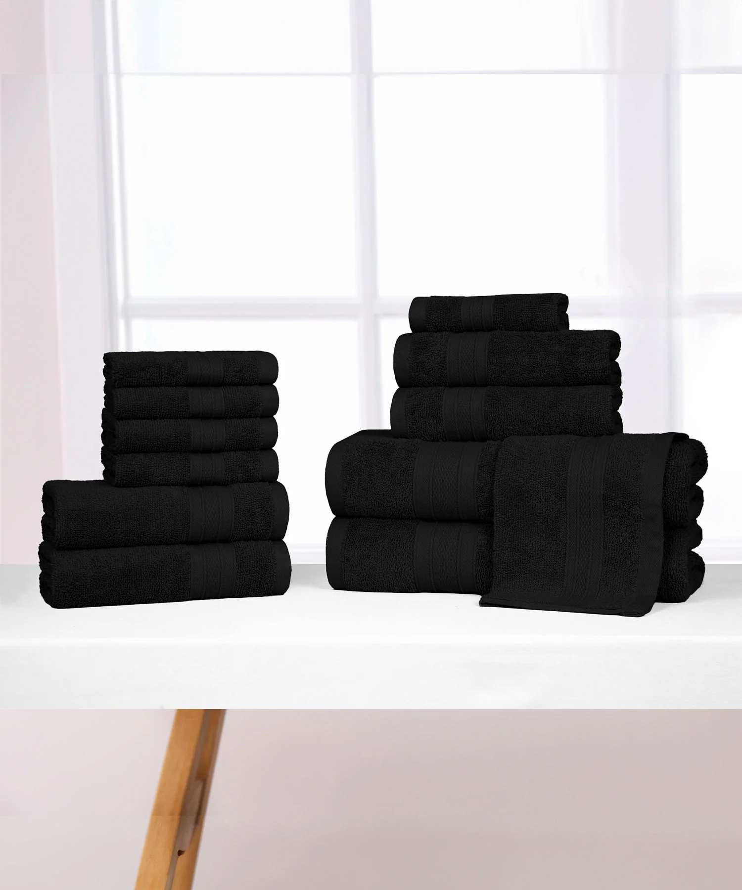 Soft Comfort 12Pc Towel Set, Black|509 GSM Cotton|Air Rich Technology - Image 2