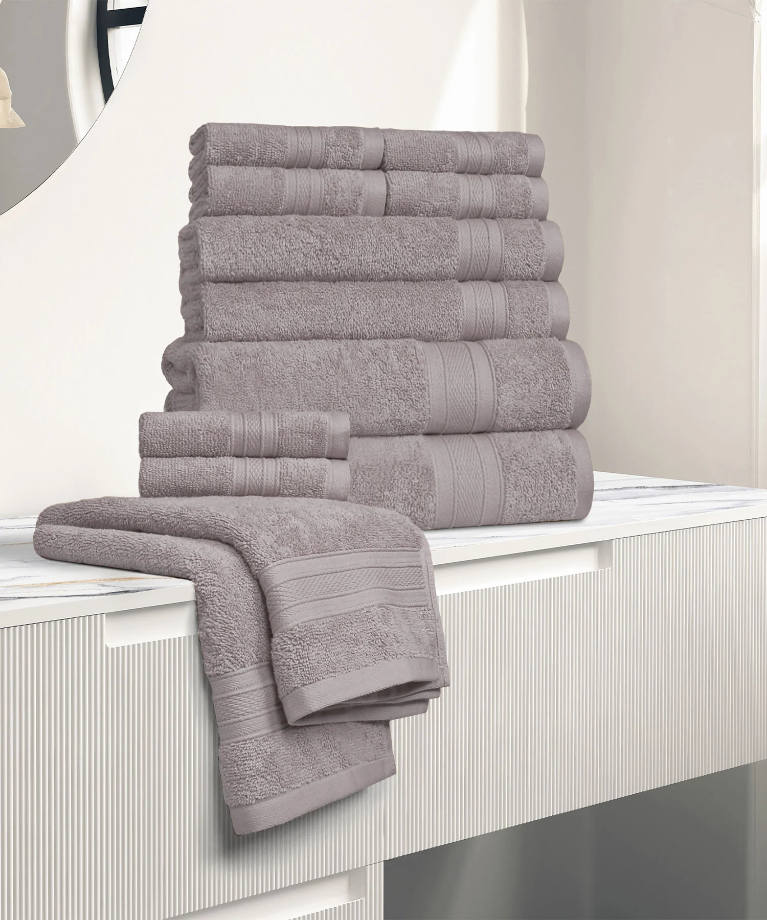 Soft Comfort 12Pc Towel Set, Charcoal|509 GSM Cotton|Air Rich Technology