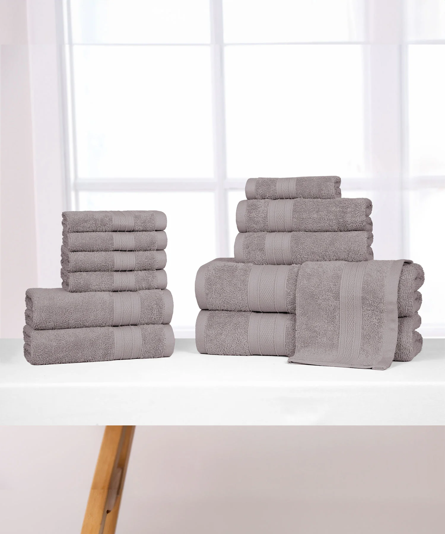 Soft Comfort 12Pc Towel Set, Charcoal|509 GSM Cotton|Air Rich Technology - Image 2