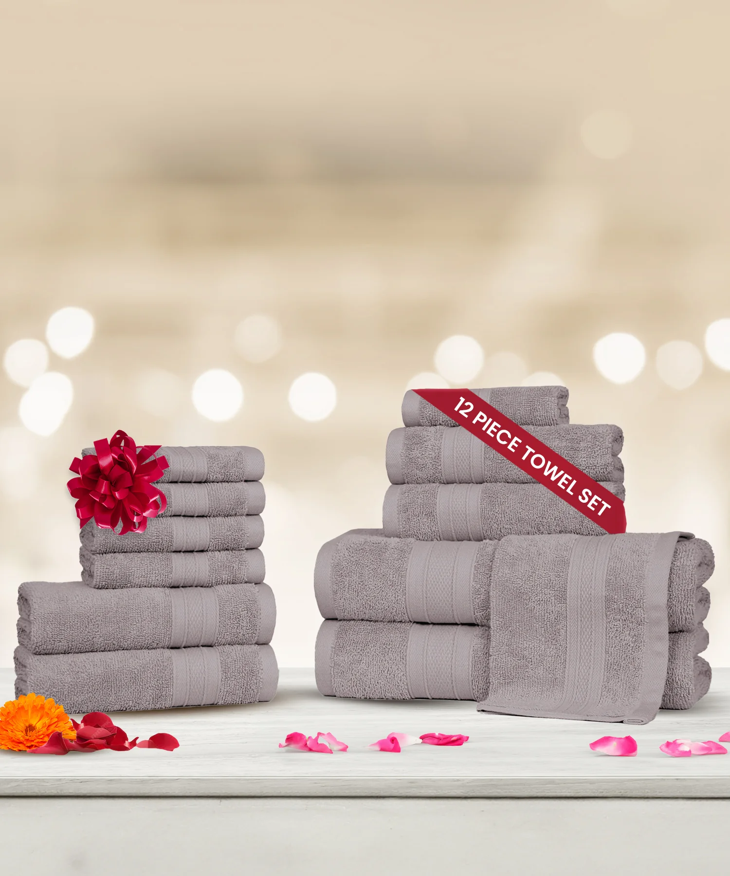 Soft Comfort 12Pc Towel Set, Charcoal|509 GSM Cotton|Air Rich Technology - Image 3