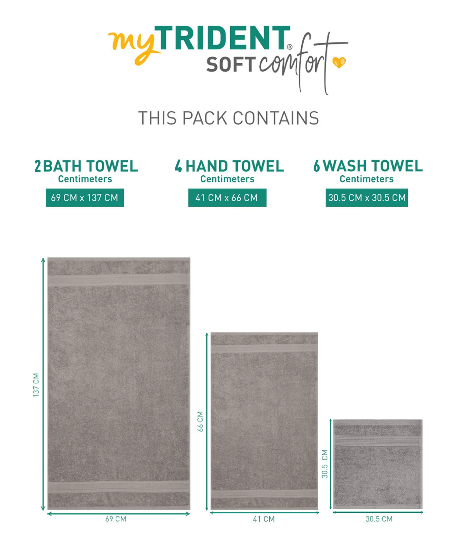 Soft Comfort 12Pc Towel Set, Charcoal|509 GSM Cotton|Air Rich Technology - Image 8